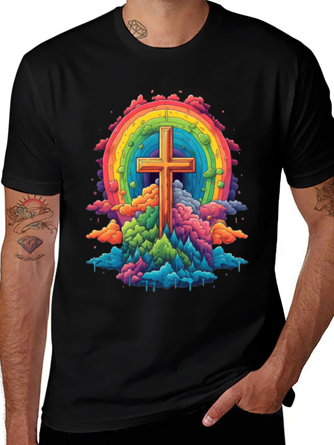 Variant 28 of Rainbow Cross Graphic T-Shirt
