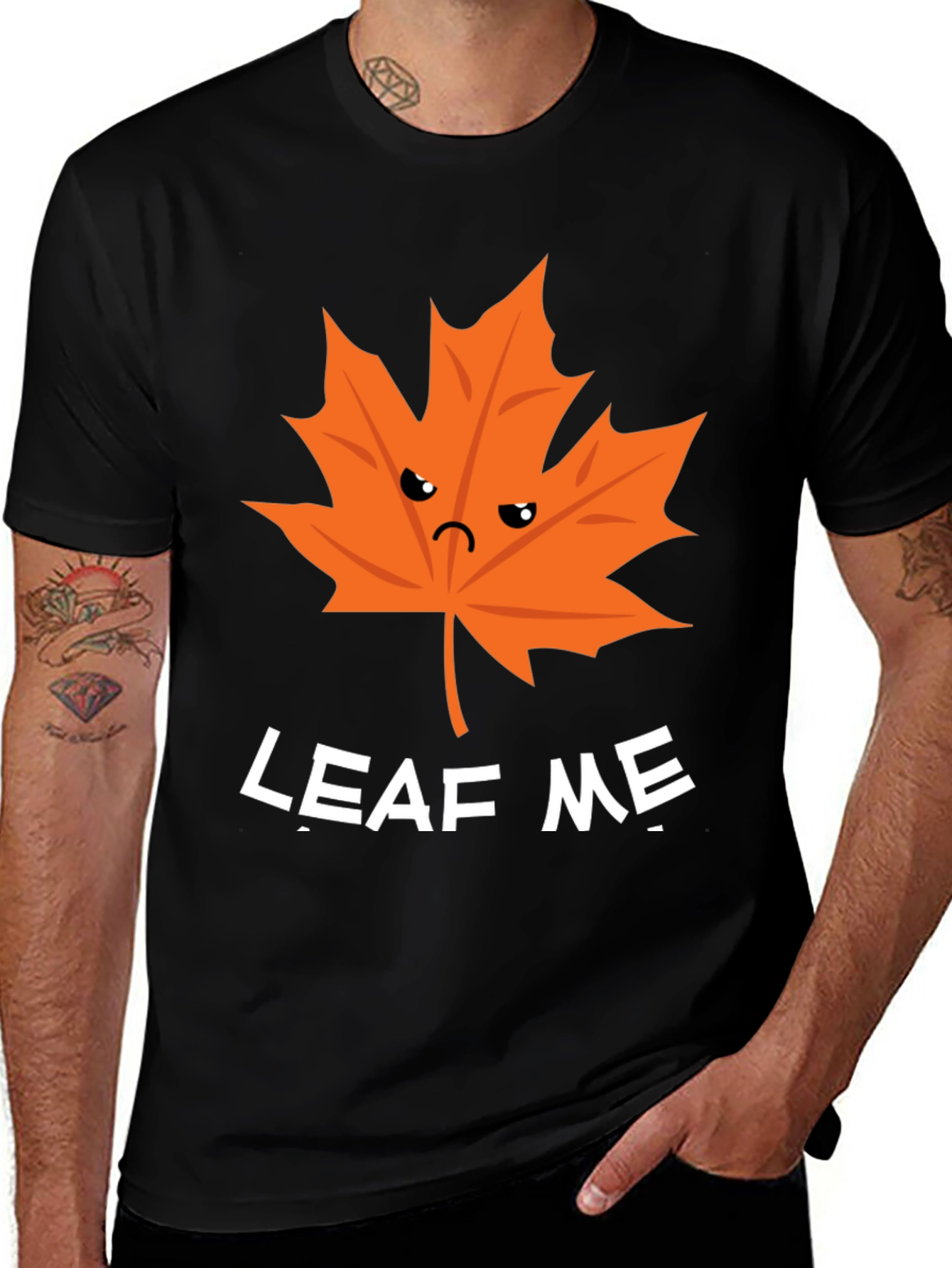 Variant 7 of Sad Leaf Graphic T-Shirt - Fall Humor Tee