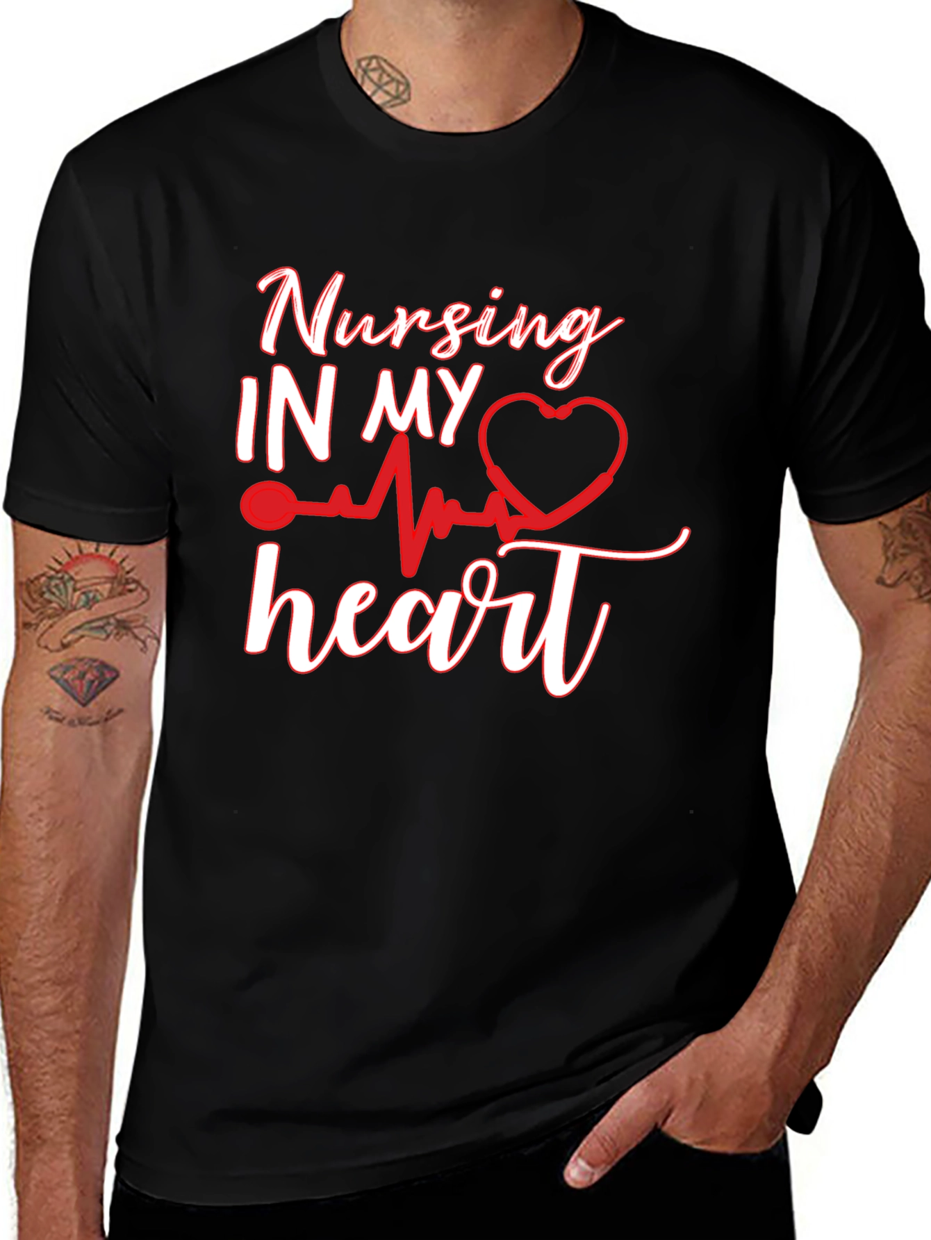 Variant 18 of Nursing In My Heart Black T-Shirt