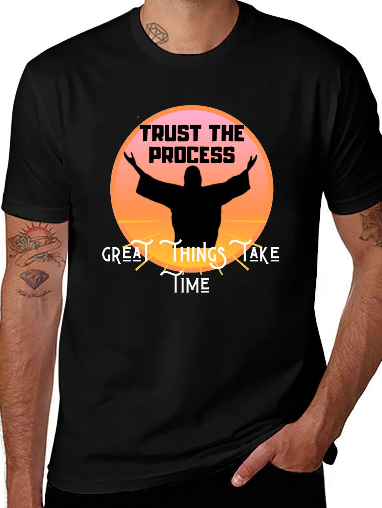 Variant 12 of Trust the Process T-Shirt - Great Things Take Time Black Tee