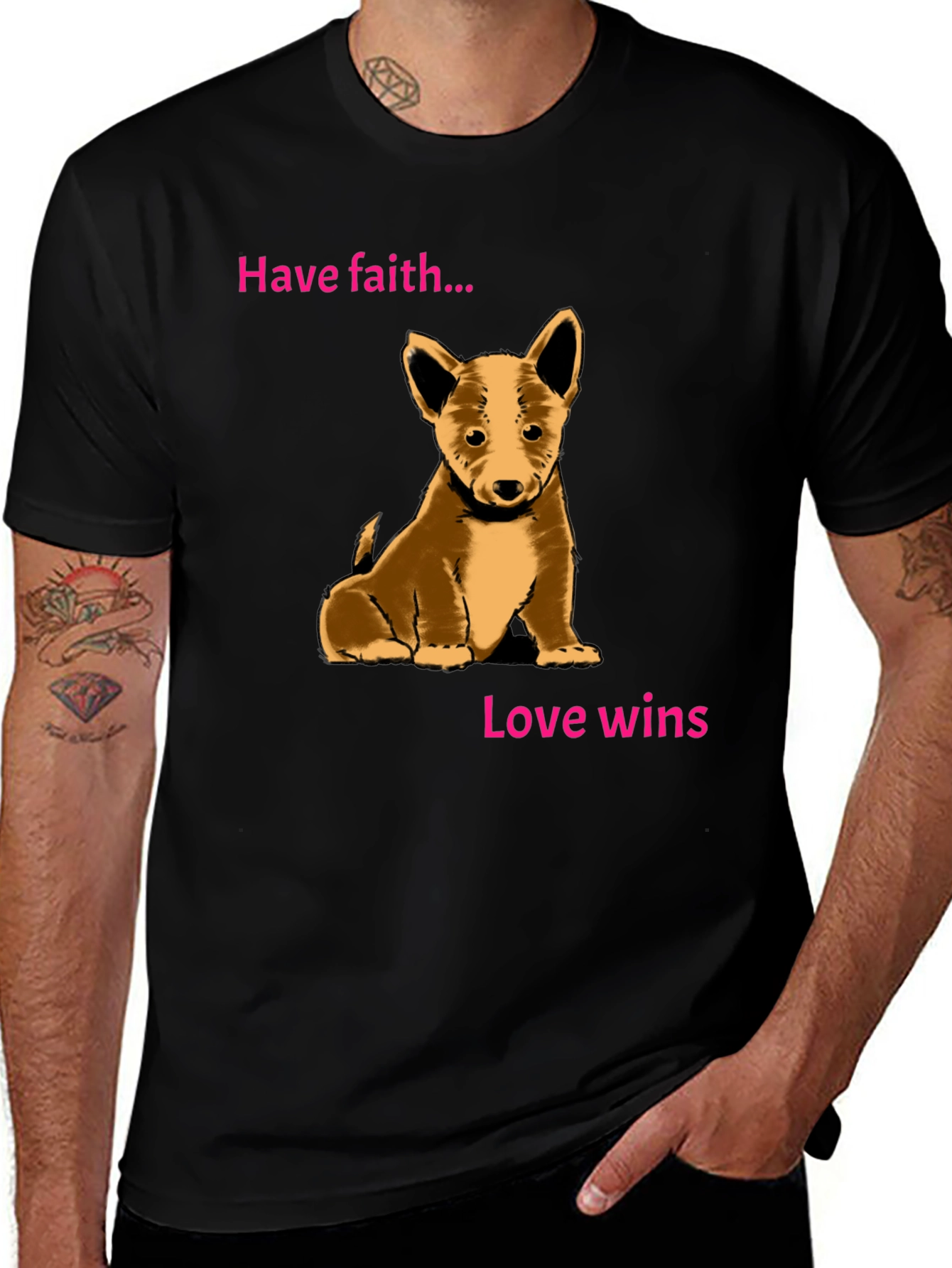 Variant 7 of Have Faith Love Wins Puppy Graphic Tee