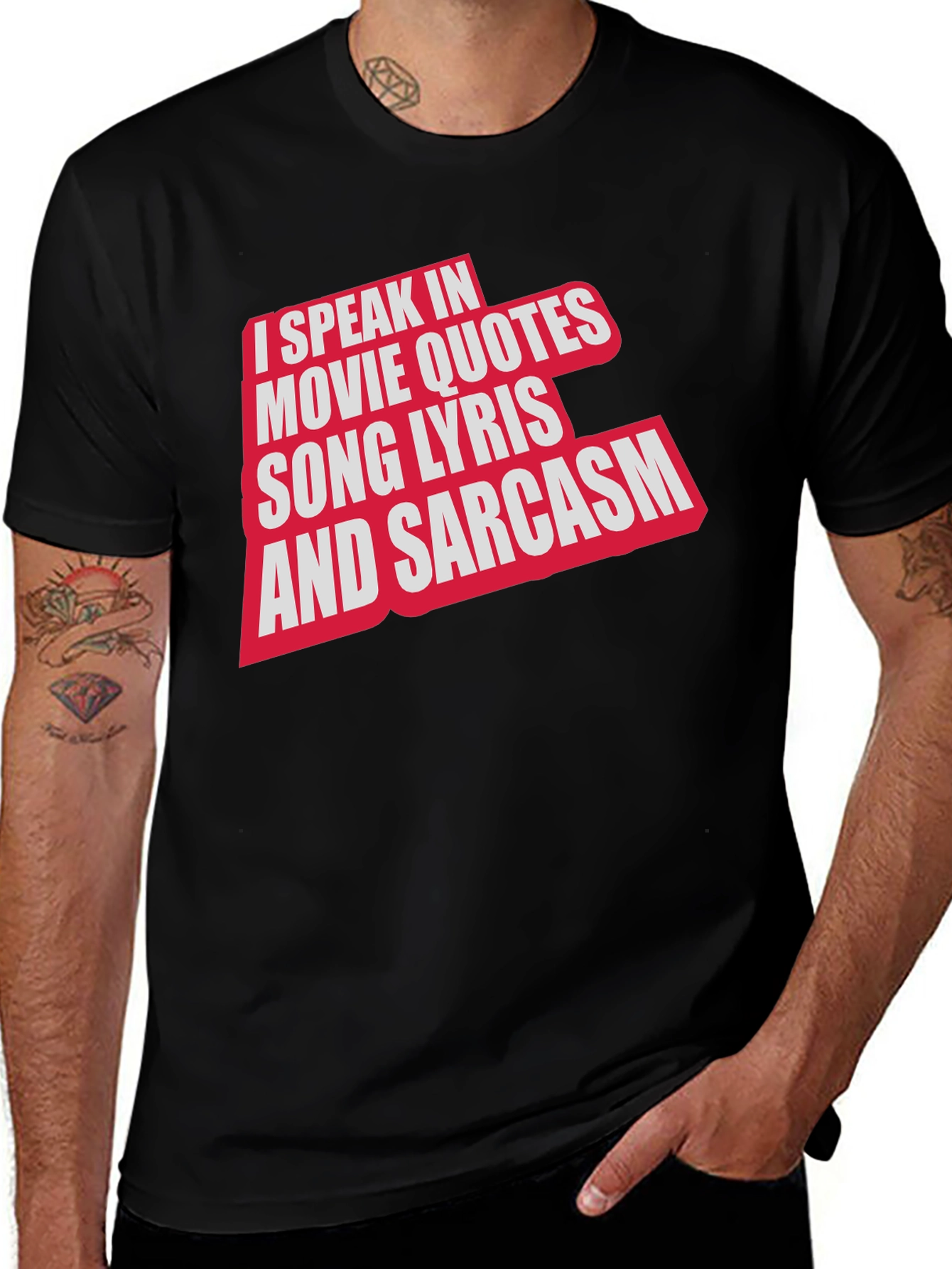 Black Movie Quotes & Sarcasm Black T-Shirt main image