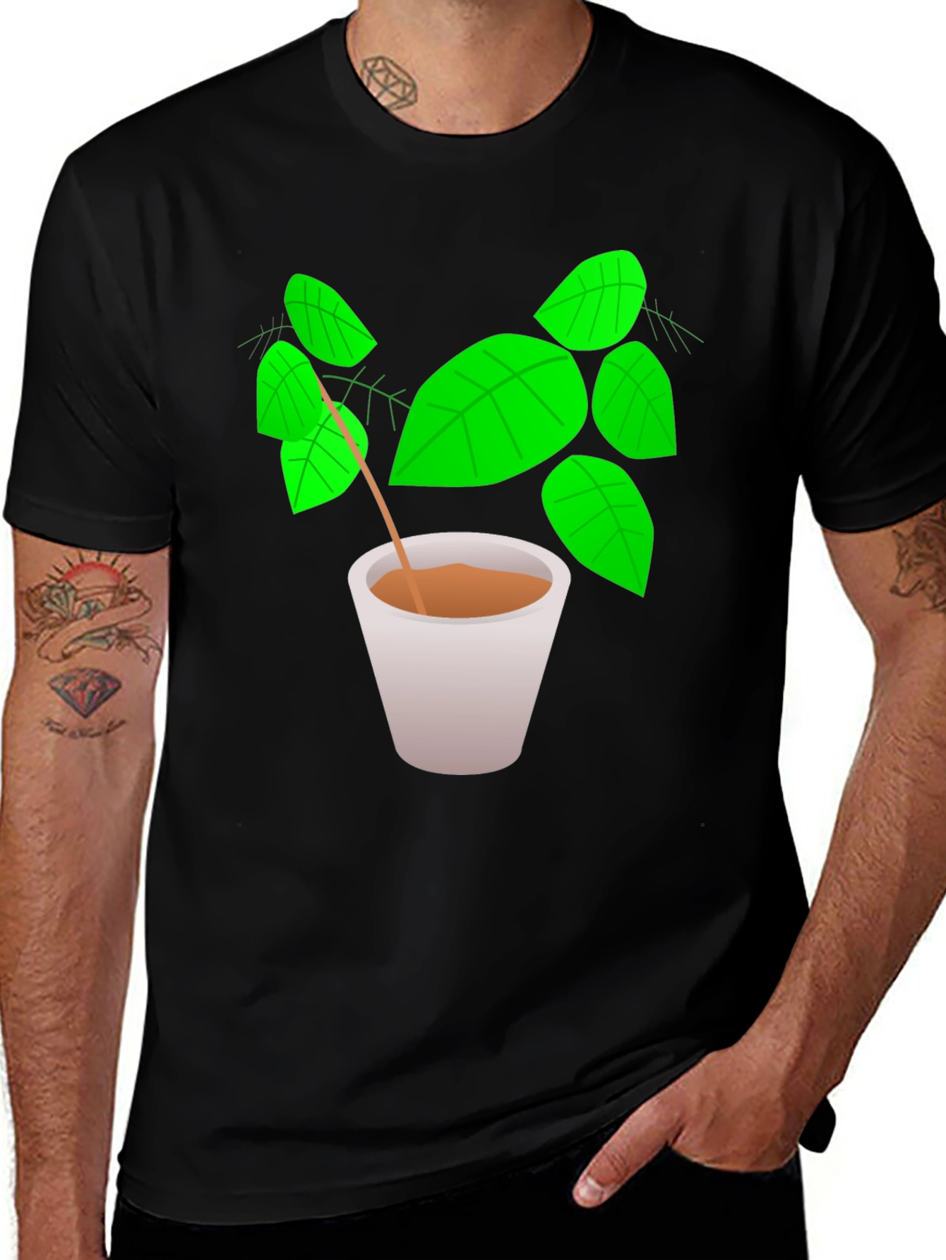 Variant 22 of Potted Plant Graphic Tee - Stylish Men's Black T-Shirt
