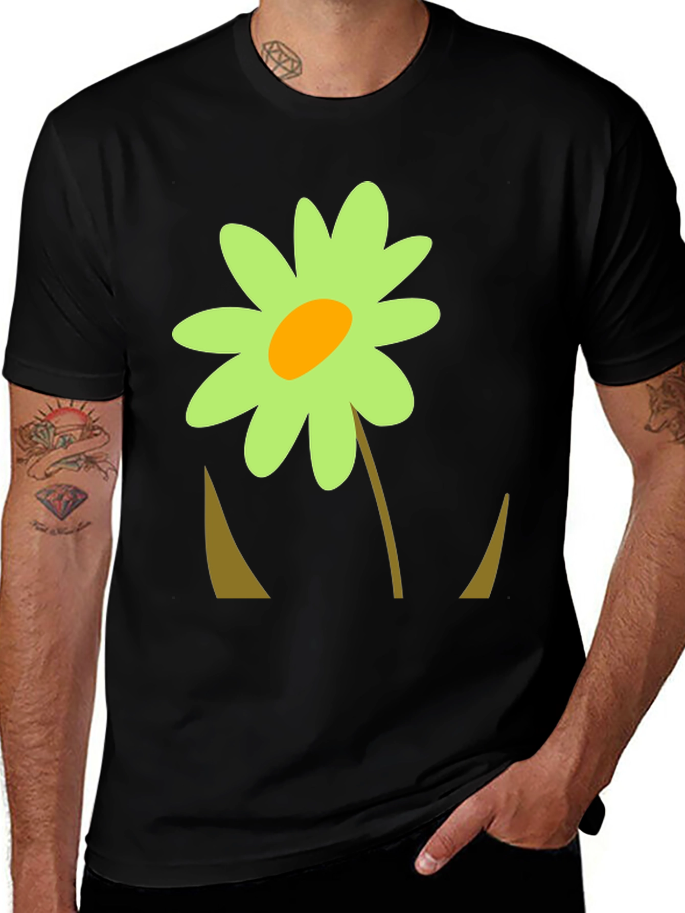 Variant 30 of Flower Graphic Black T-Shirt