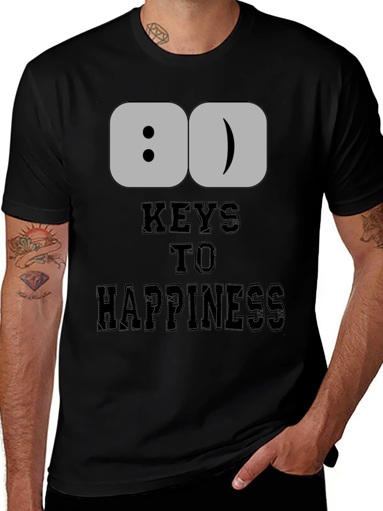 Variant 8 of 80 Keys to Happiness Graphic Tee