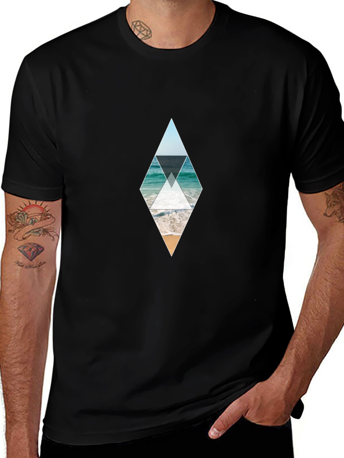 Variant 6 of Ocean Beach Diamond Graphic Tee - Black