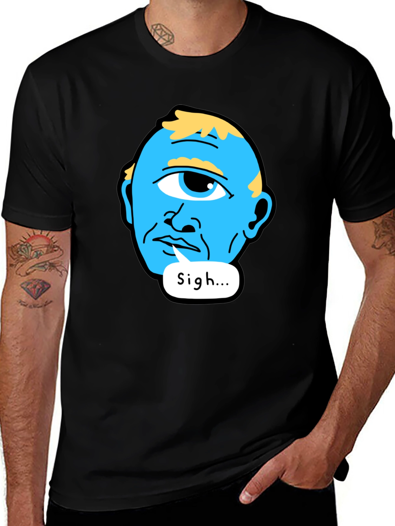 Variant 18 of Sigh Cyclops T-Shirt - Black Cotton Tee