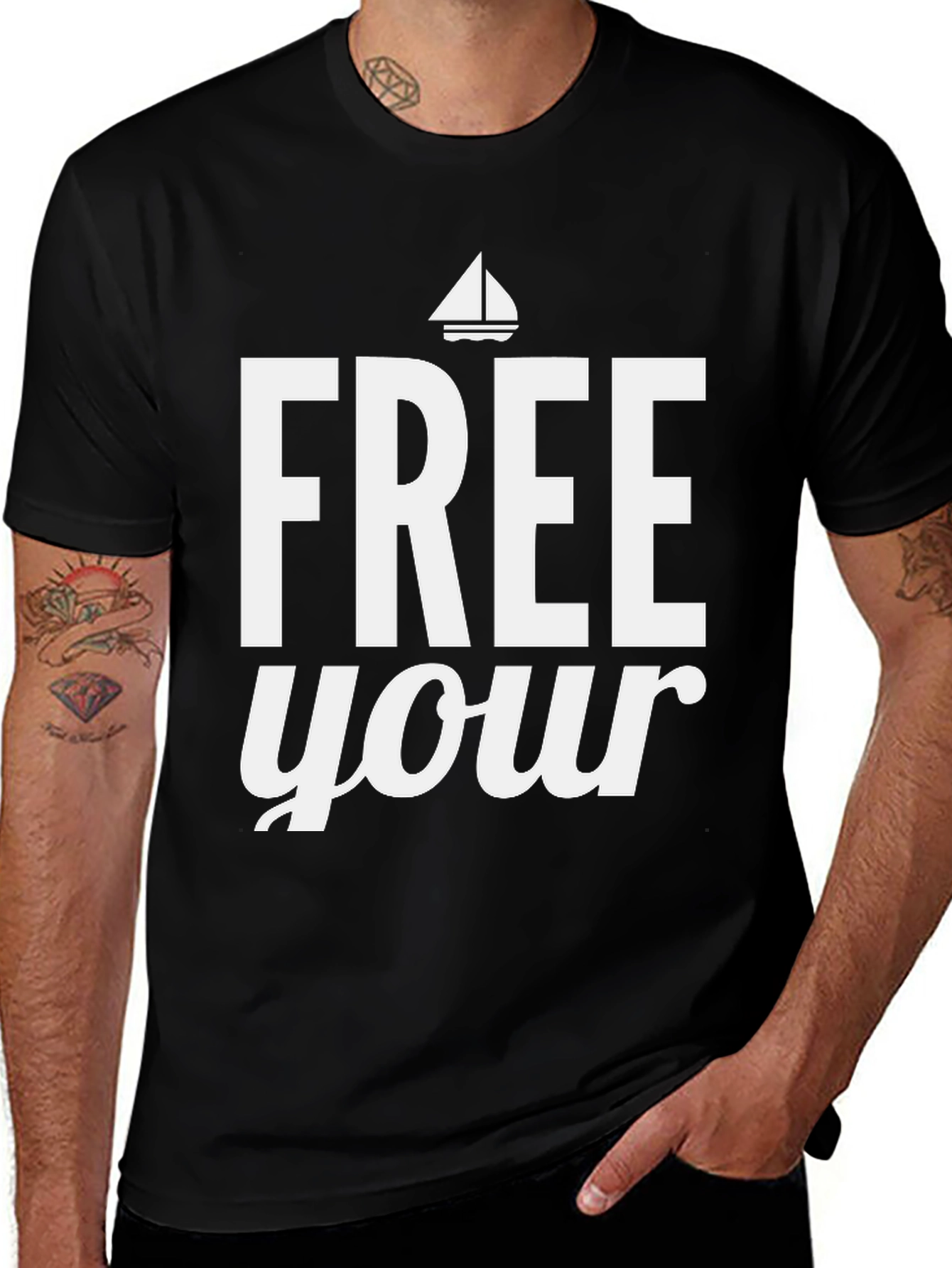 Variant 16 of Free Your Mind Graphic Tee - Black Cotton T-Shirt