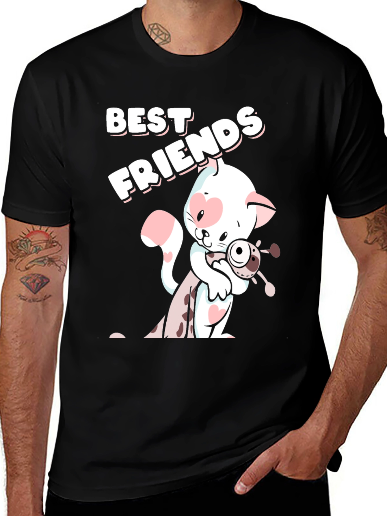 Variant 19 of Best Friends Cat Graphic Black T-Shirt