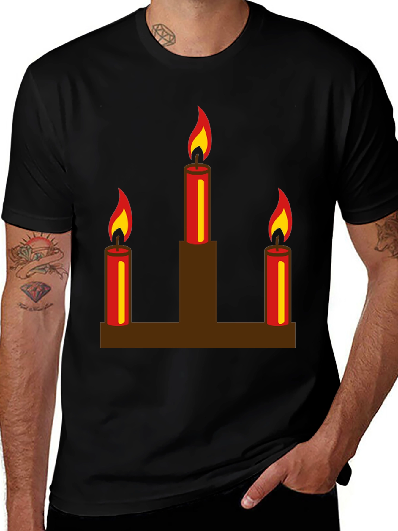 Variant 10 of Candle Graphic Black T-Shirt