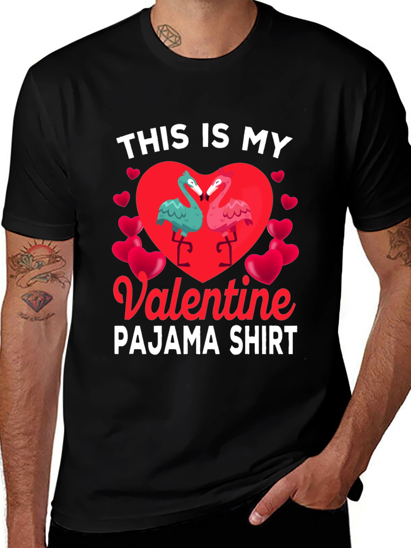 Valentine's Day Flamingo Pajama Shirt