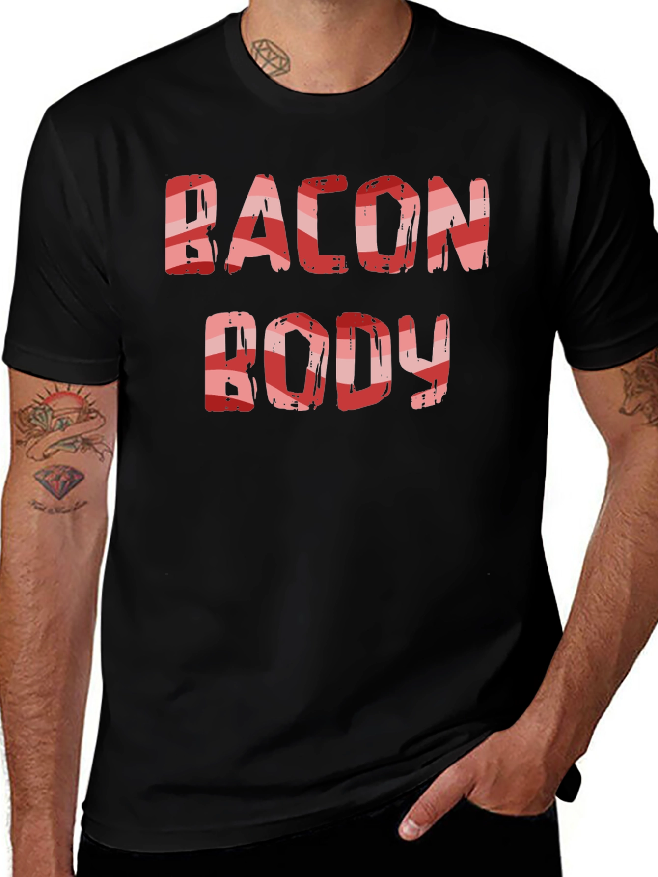 Variant 13 of Bacon Body T-Shirt Funny Foodie Tee