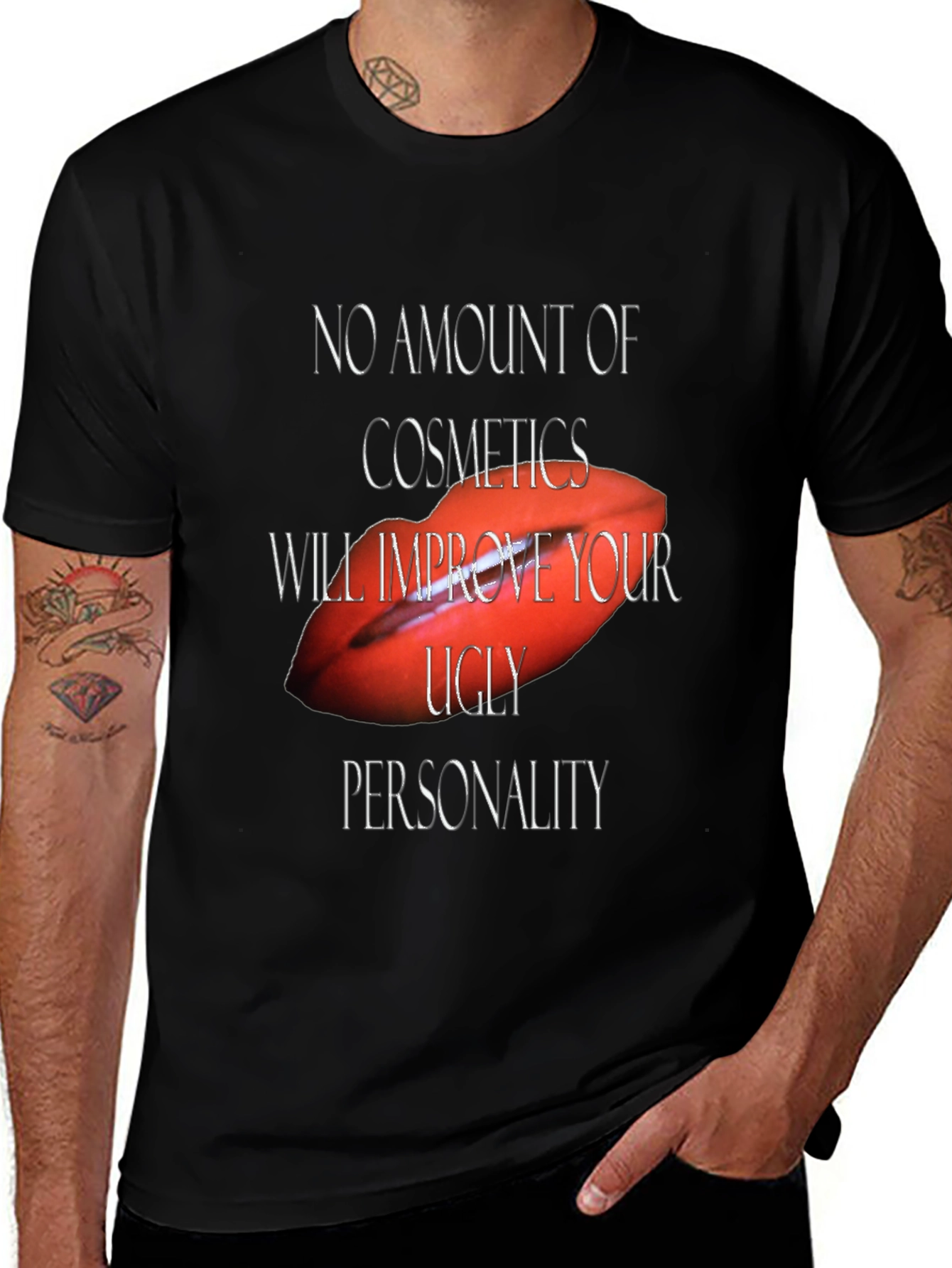 Variant 18 of Sarcastic Lips Graphic Tee - Black Unisex T-Shirt