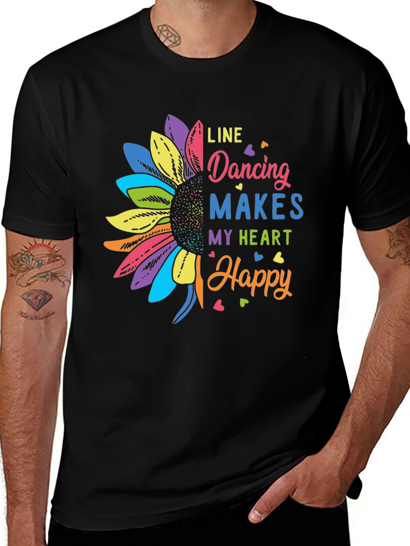 Variant 25 of Line Dancing Heart Happy Sunflower Graphic T-Shirt