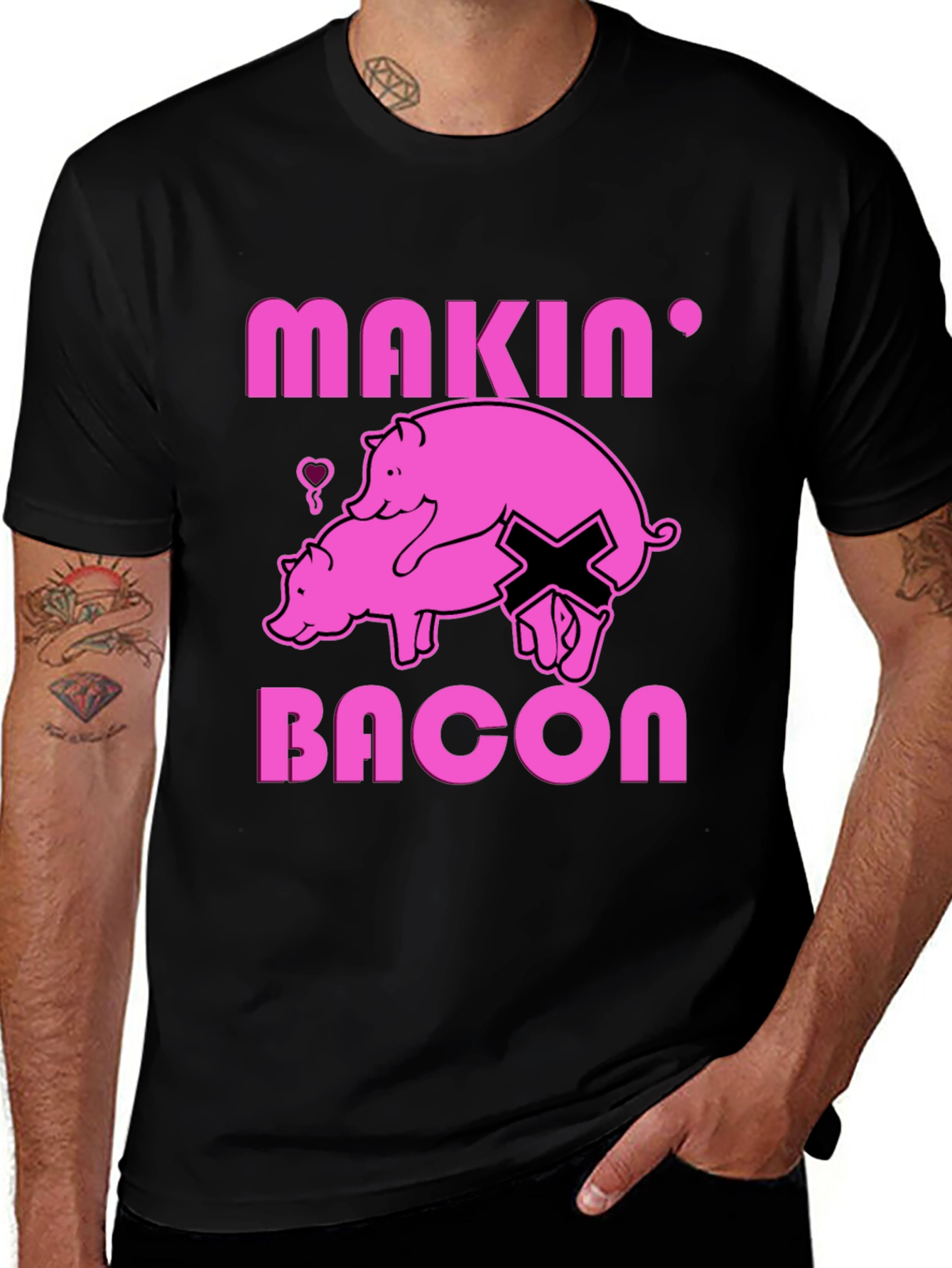 Variant 24 of Makin' Bacon Graphic T-Shirt - Funny Pig Design