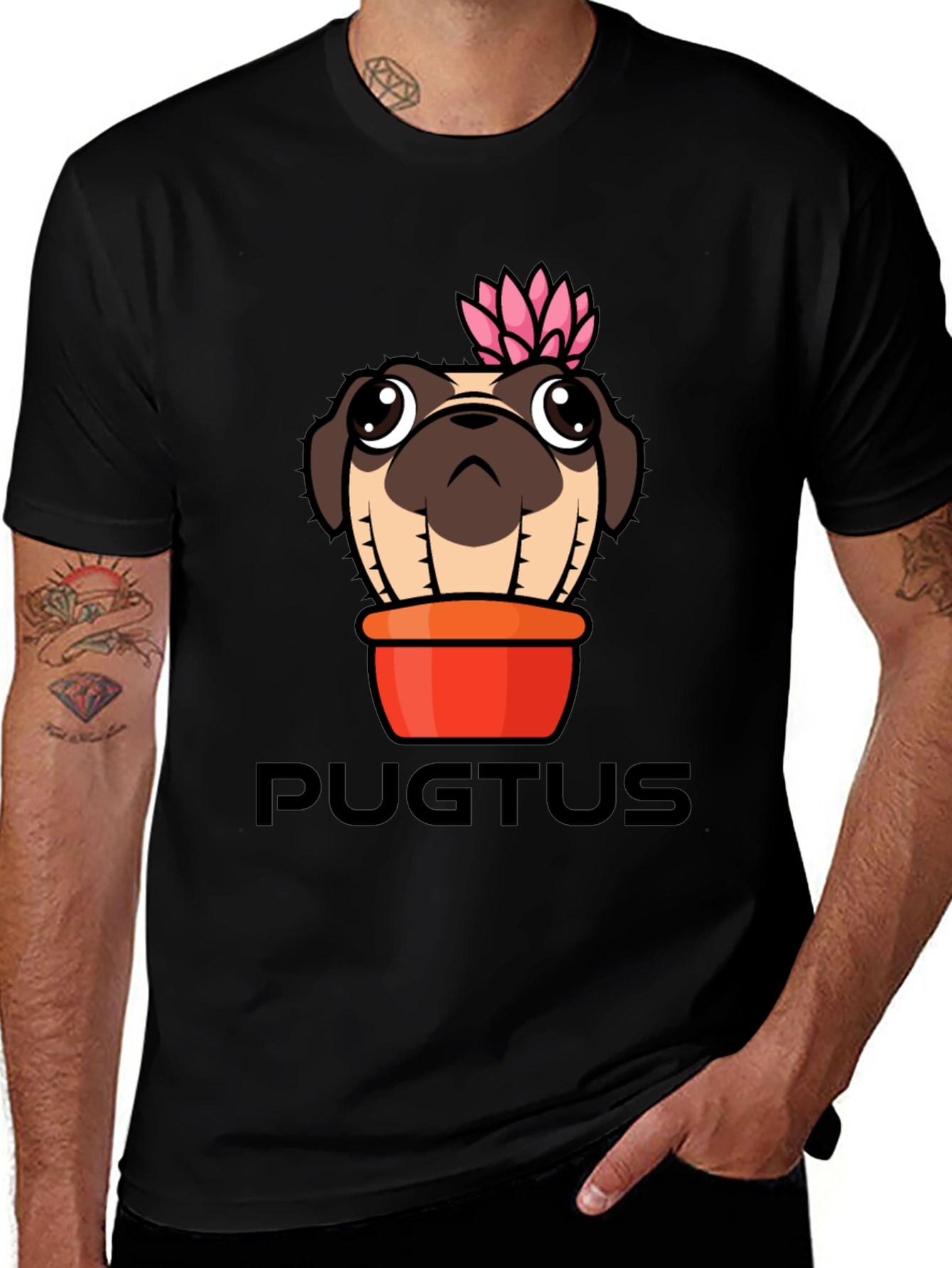 Variant 7 of Pugtus Graphic Tee - Funny Pug Cactus T-Shirt