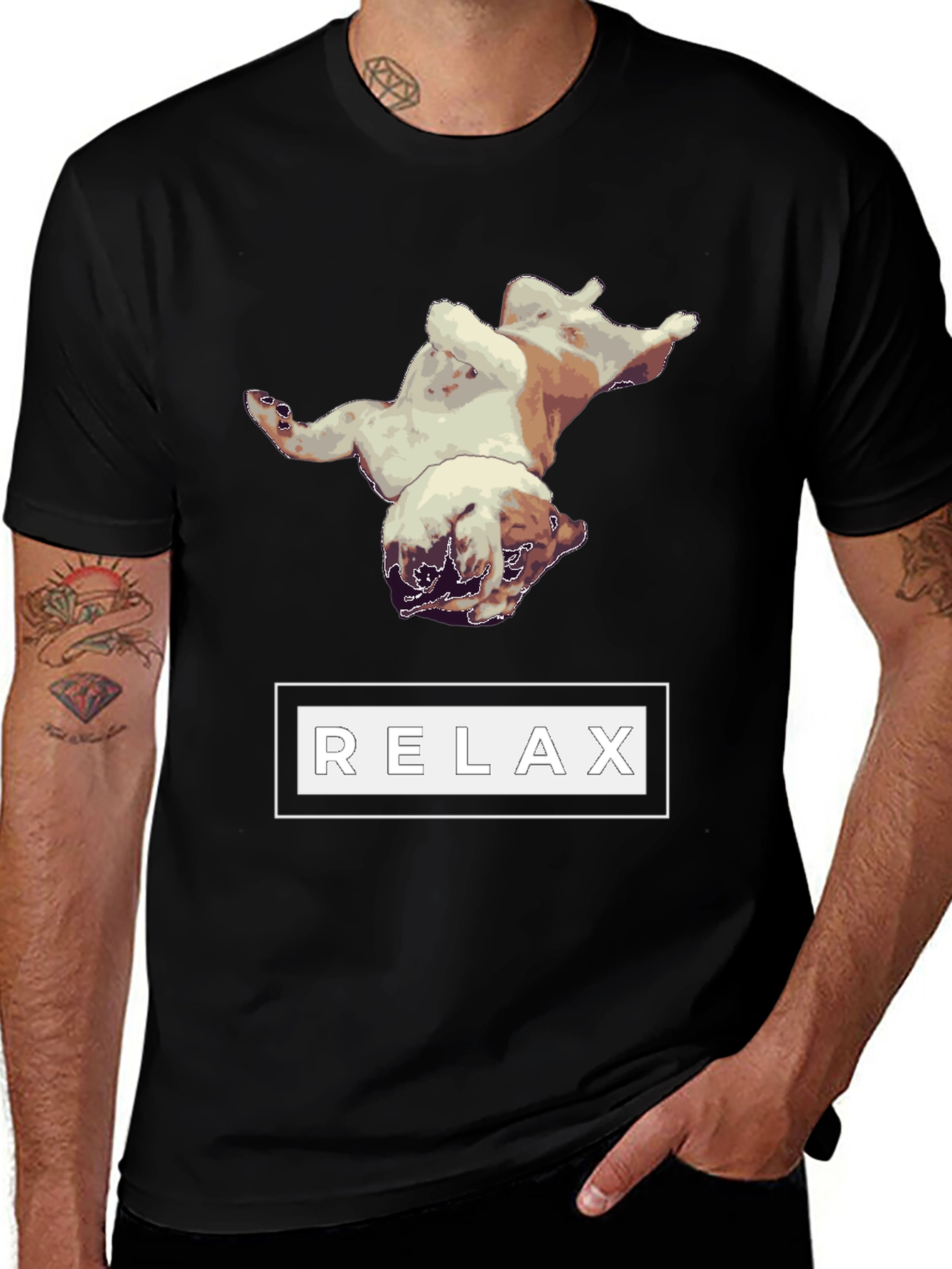 Variant 7 of Relaxing Bulldog Graphic Tee - Black