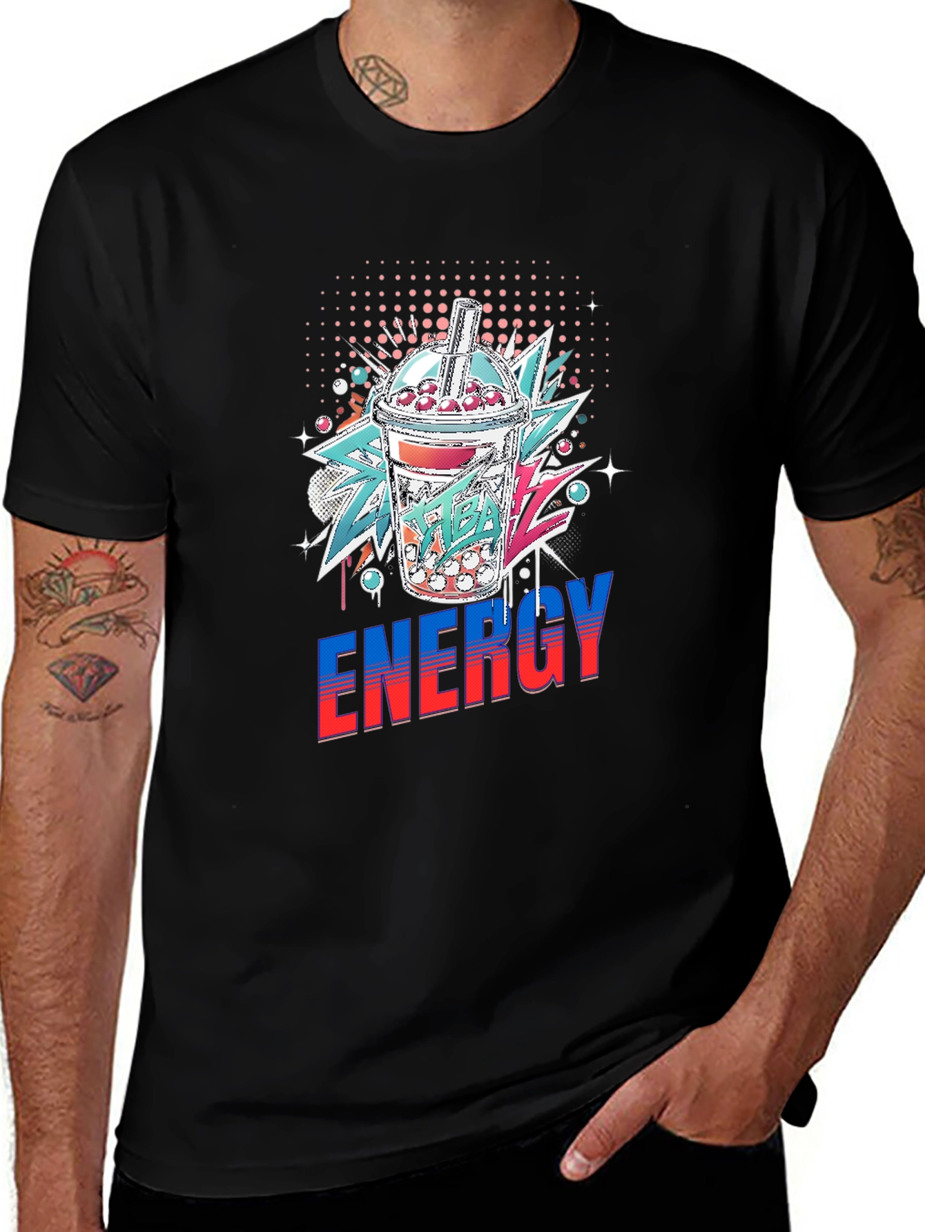 Variant 17 of Men's Energy Bubble Tea Graphic T-Shirt