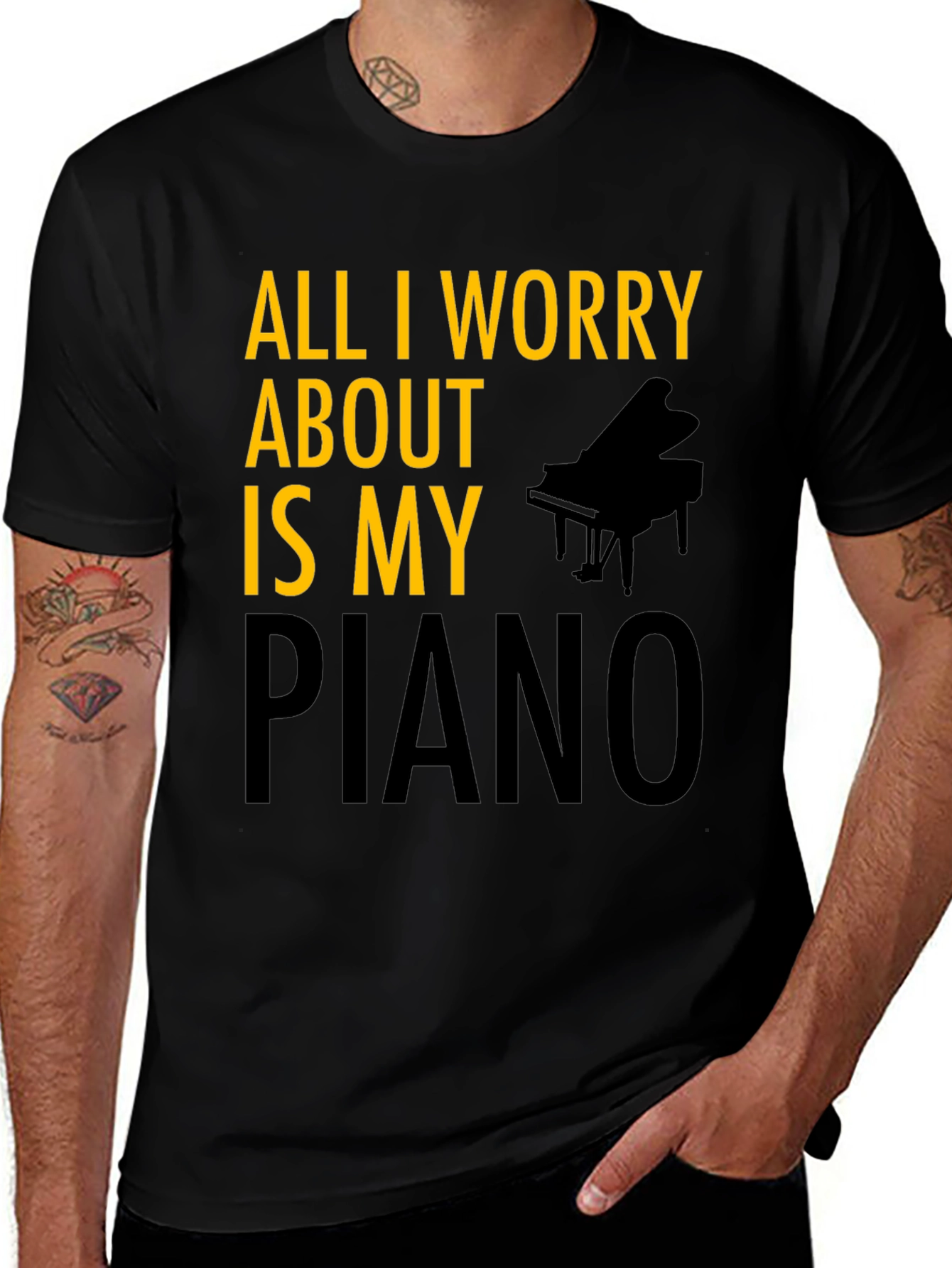 Variant 2 of All I Worry About is My Piano T-Shirt