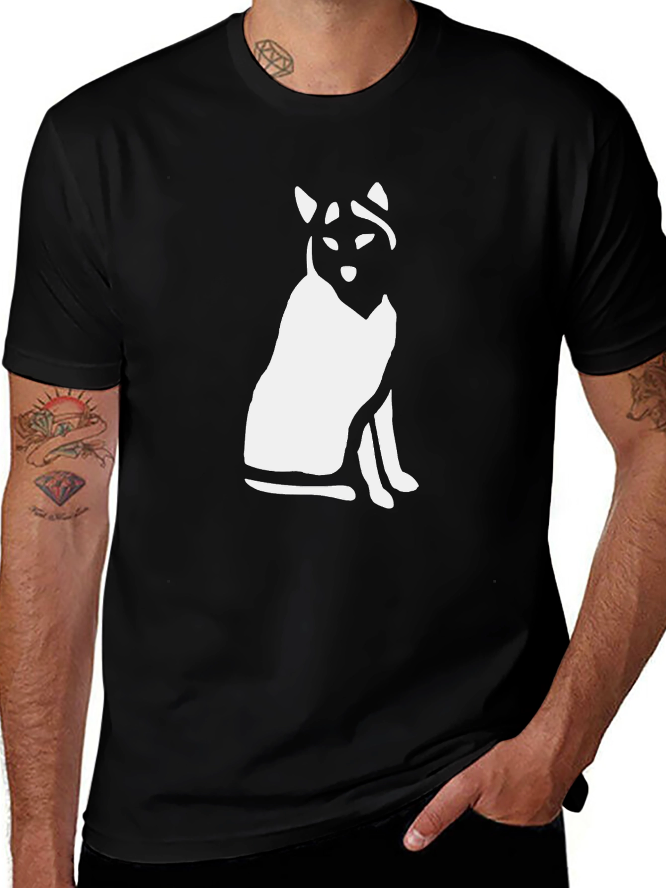 Variant 26 of Cool Cat Graphic Tee - Black Cotton Blend