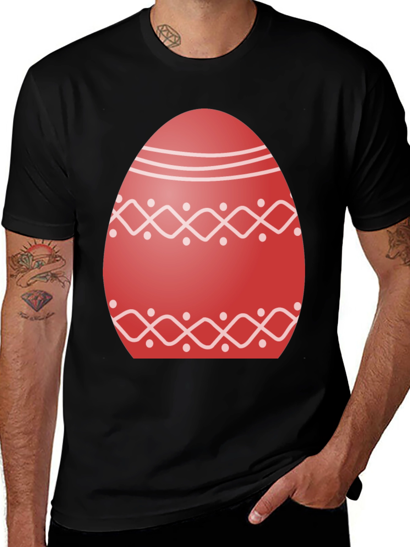 Camiseta Negra Huevo Pascua Decorado