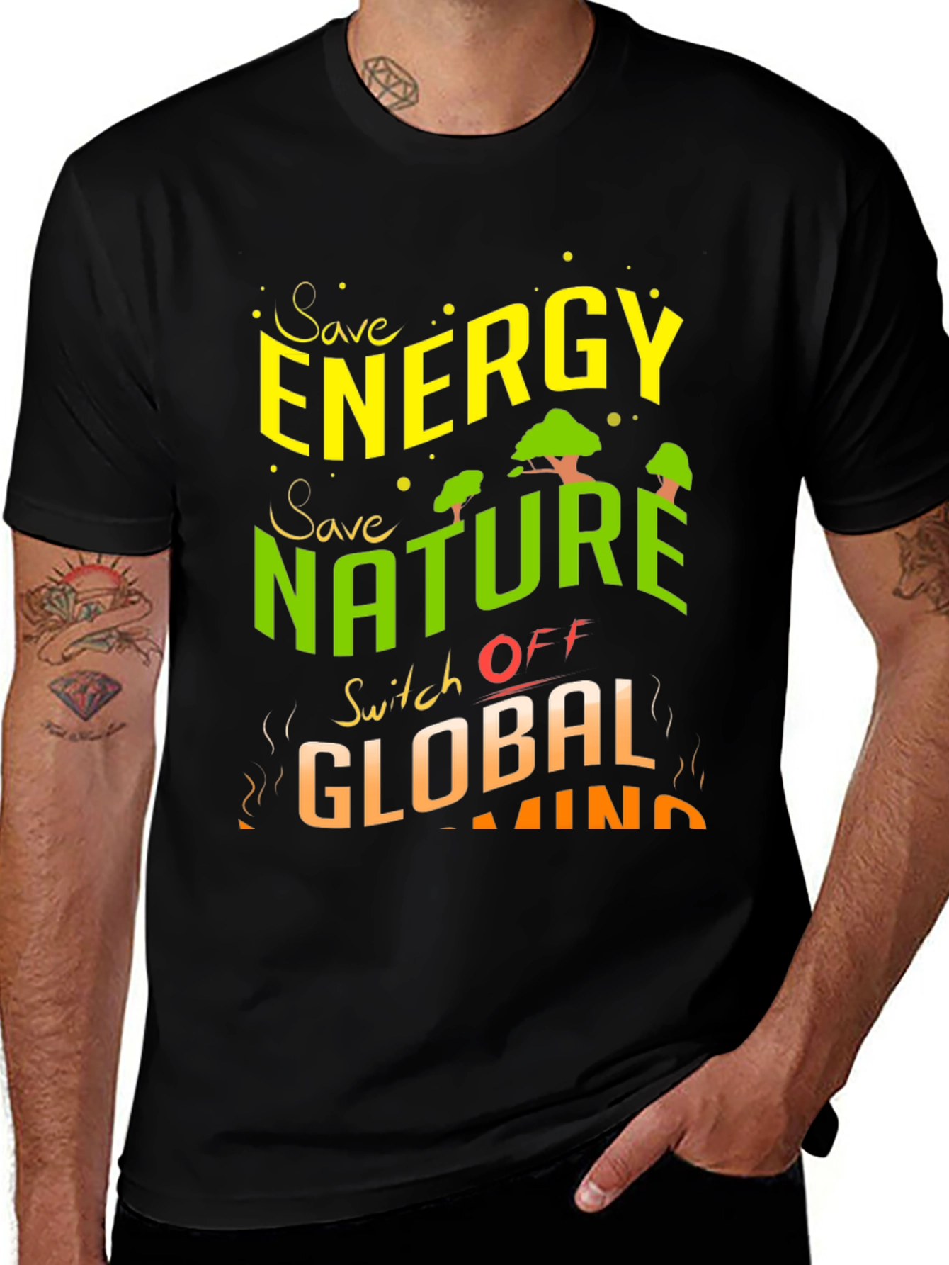 Variant 19 of Eco-Friendly "Save Energy" Graphic Print T-Shirt