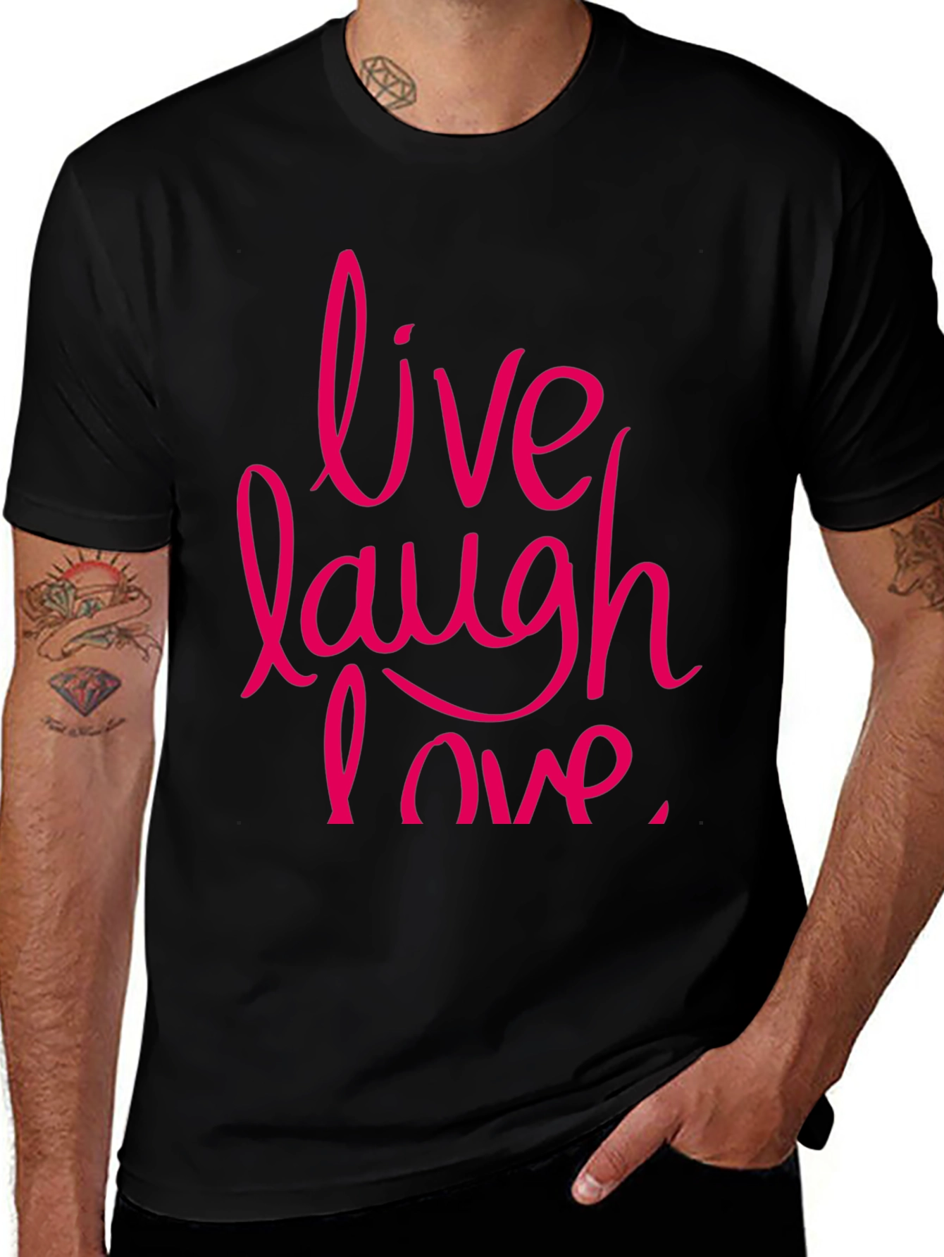 Variant 26 of Live Laugh Love Graphic Tee - Men's Black Cotton T-Shirt