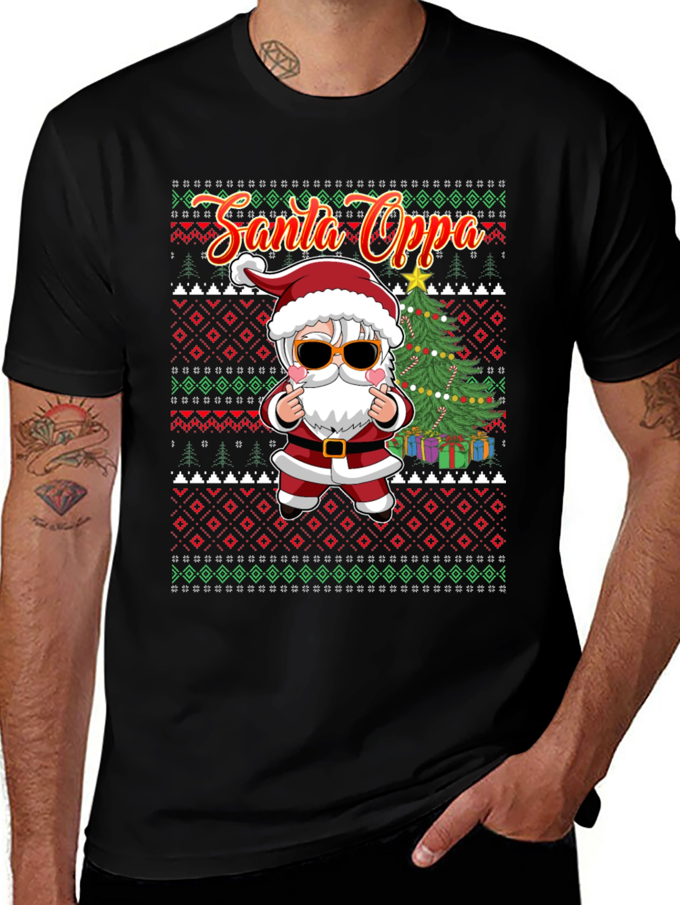Santa Oppa Ugly Christmas T-Shirt