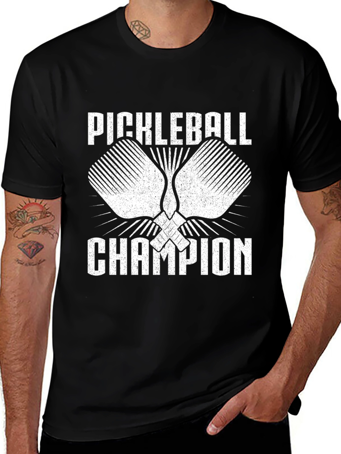 Variant 18 of Pickleball Champion Graphic Tee - Black Cotton Shirt