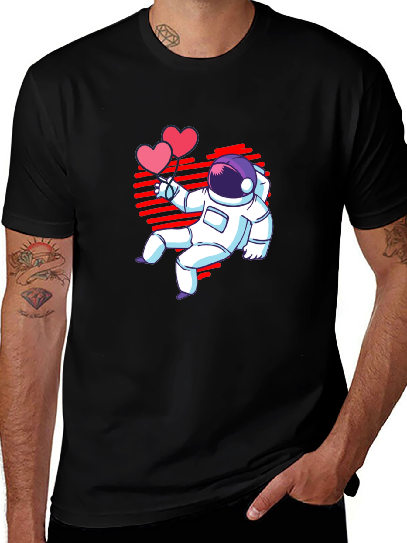 Variant 5 of Astronaut Heart Balloons Graphic T-Shirt