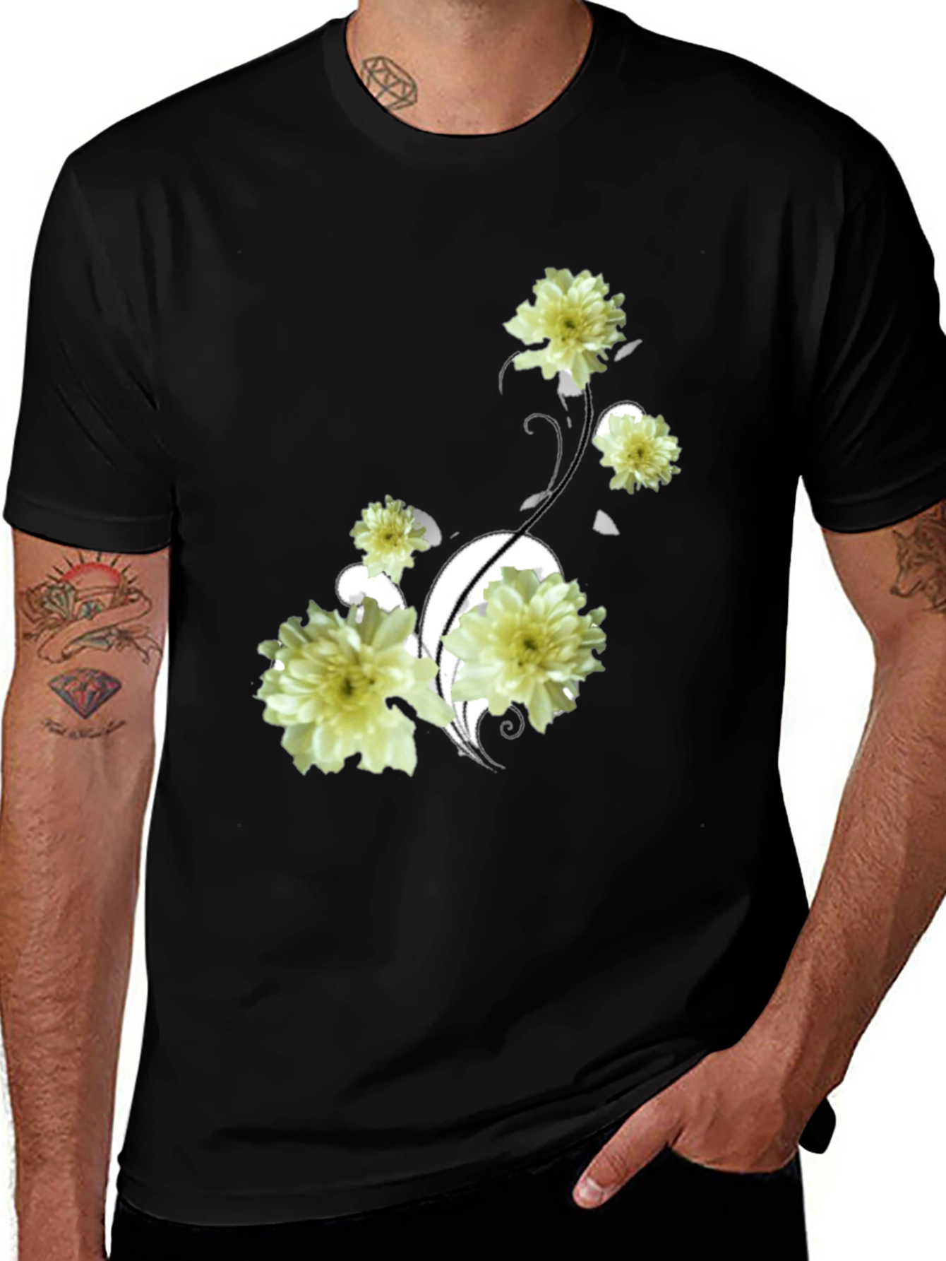 Variant 3 of Floral Design Black T-Shirt