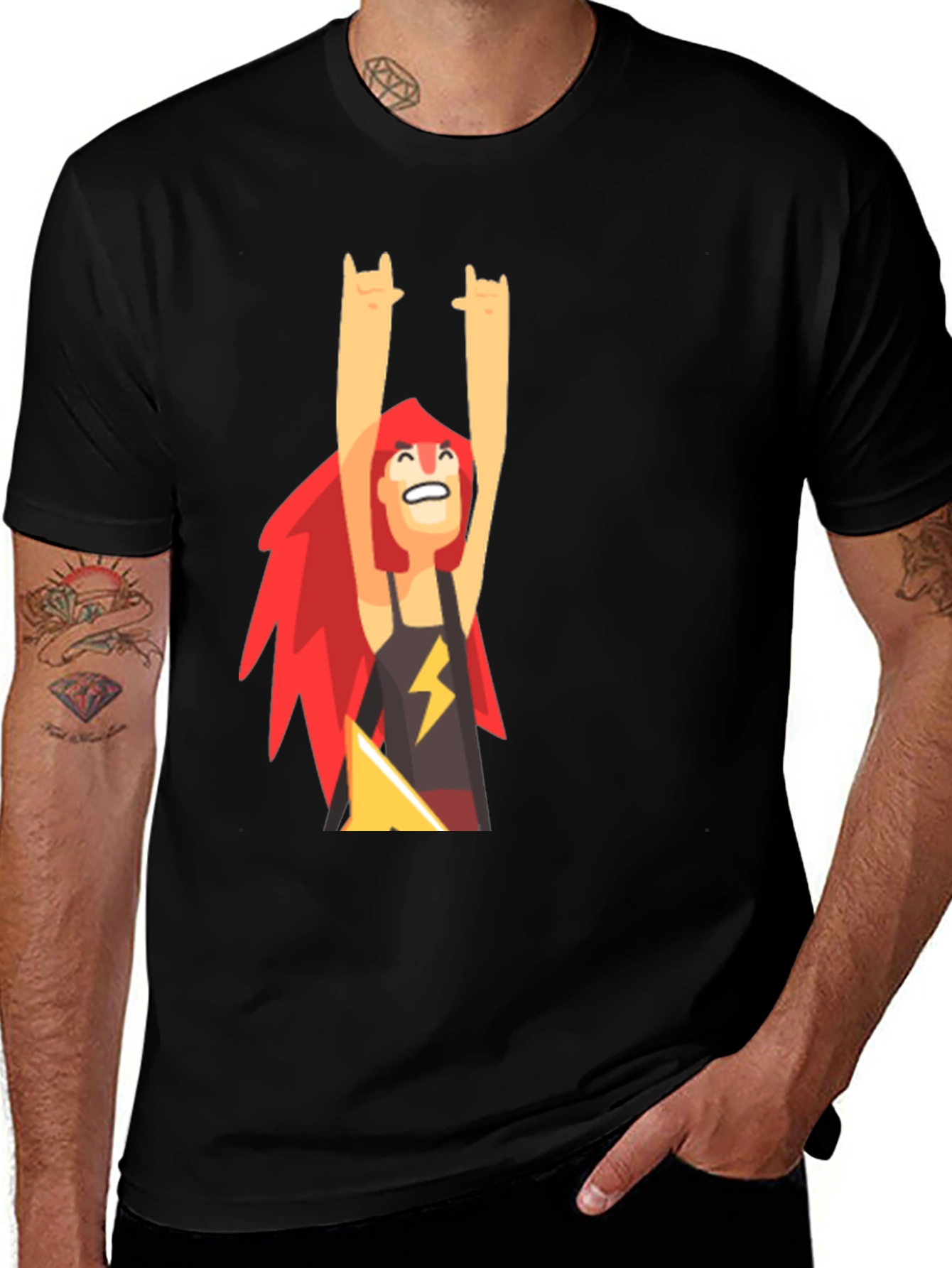 Variant 6 of Rock On Graphic Tee - Black Cotton T-Shirt