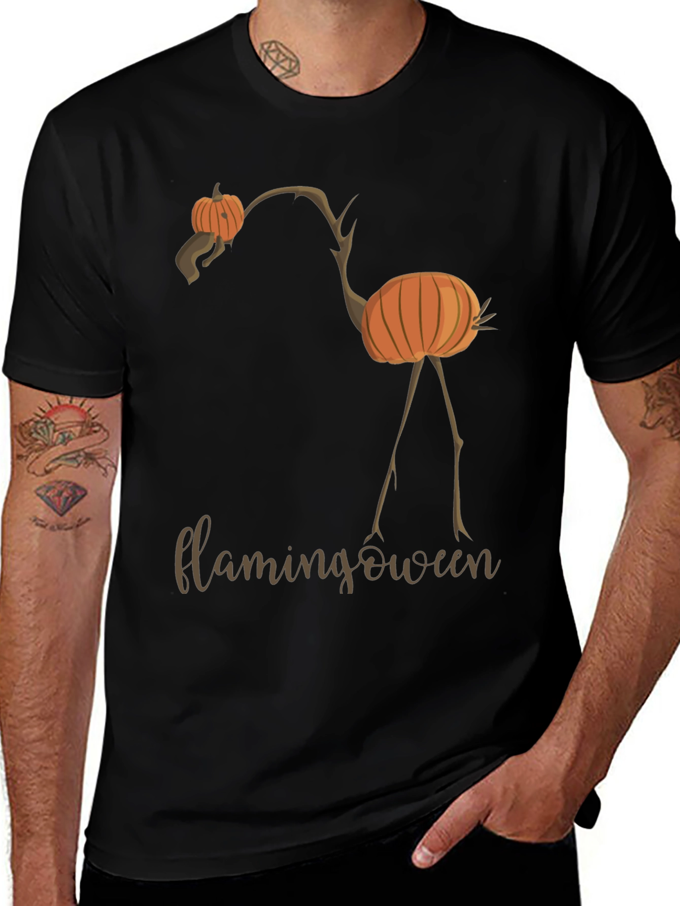 Flamingoween T-Shirt - Halloween Flamingo Pumpkin Tee