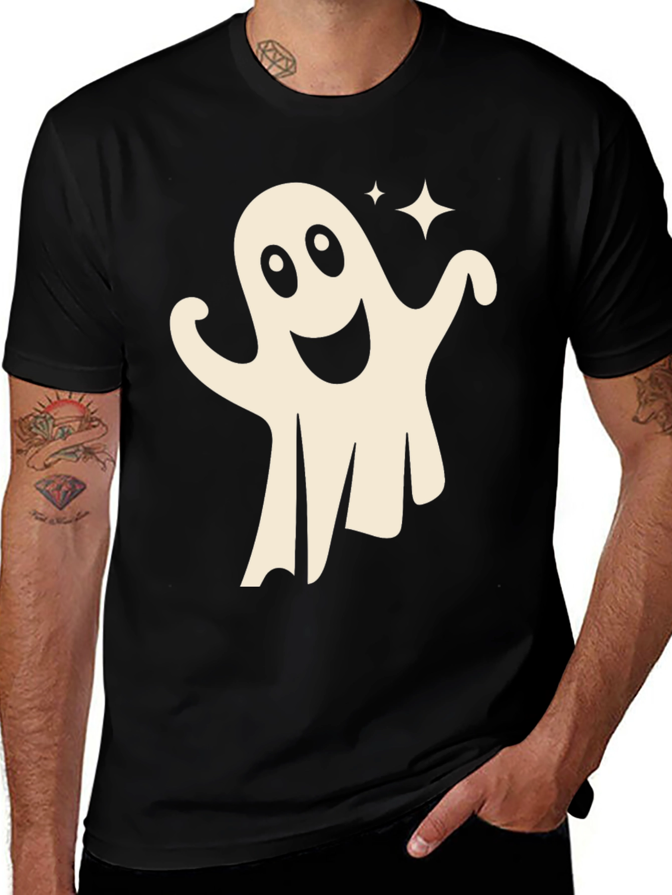 Variant 3 of Ghost Graphic T-Shirt - Spooky Season Style
