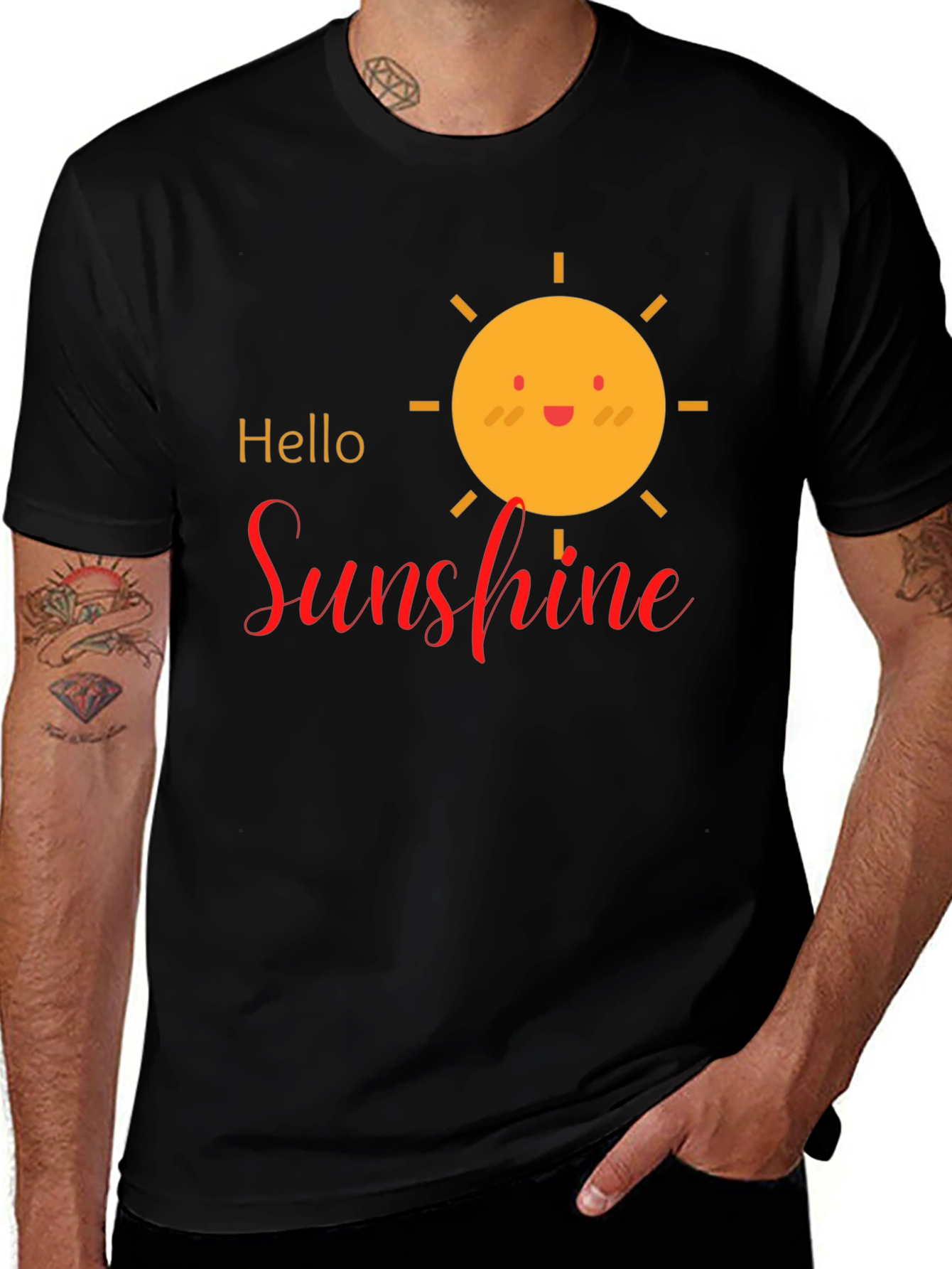 Variant 2 of Hello Sunshine Graphic T-Shirt - Black Casual Tee