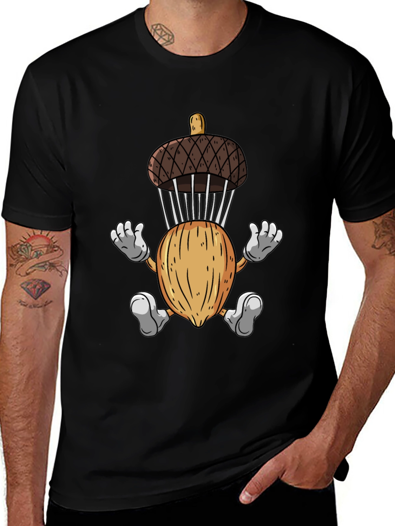 Variant 9 of Acorn Parachute T-Shirt - Funny Cartoon Nutty Tee