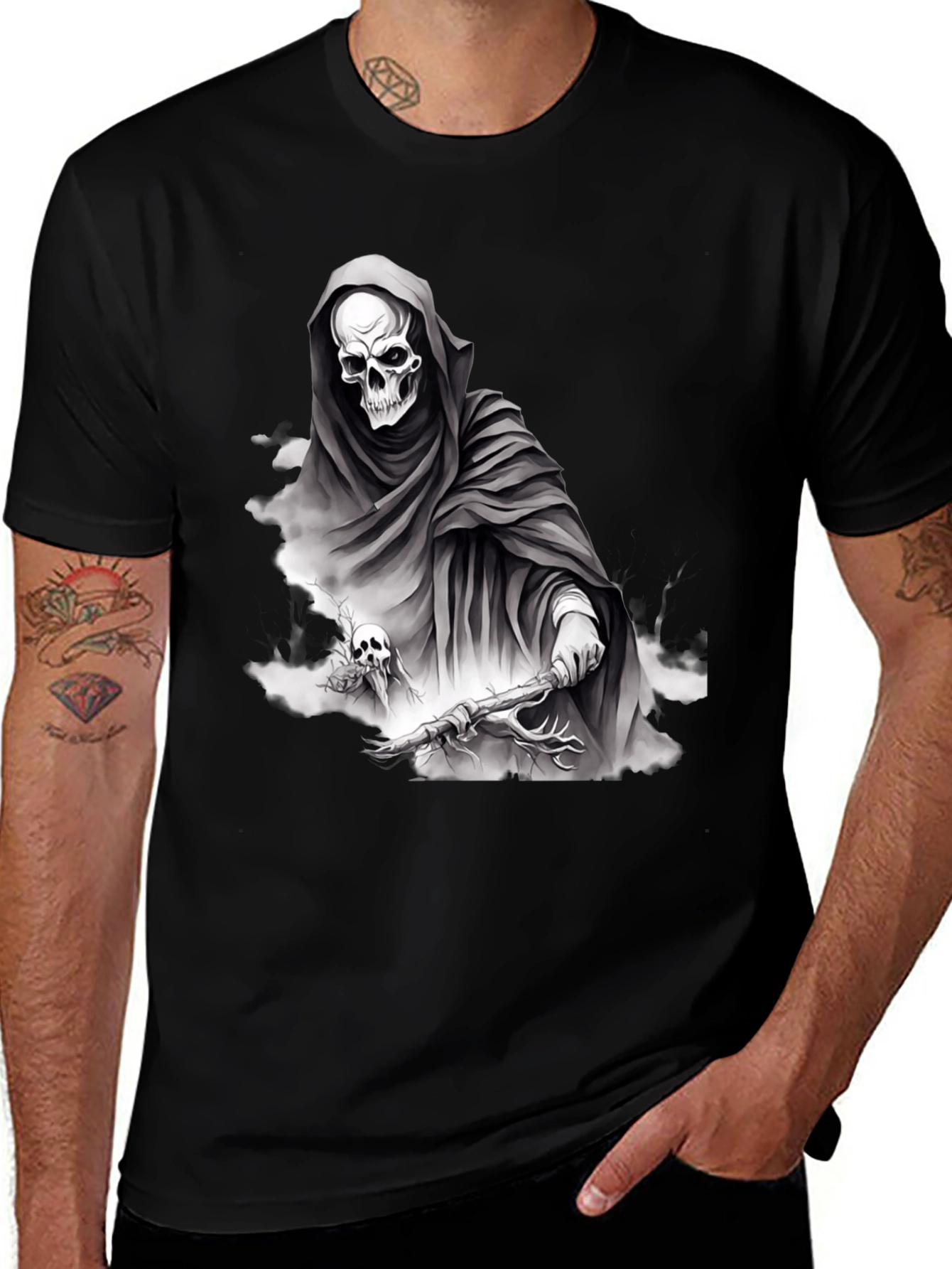 Grim Reaper Graphic T-Shirt - Dark Fantasy Style