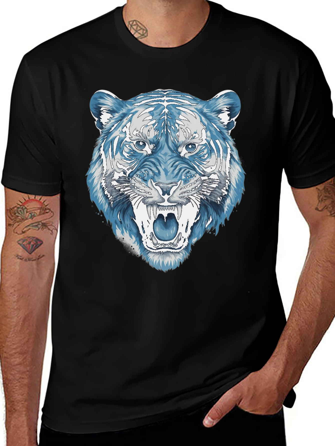 Variant 28 of Blue Tiger Graphic T-Shirt - Bold Animal Print