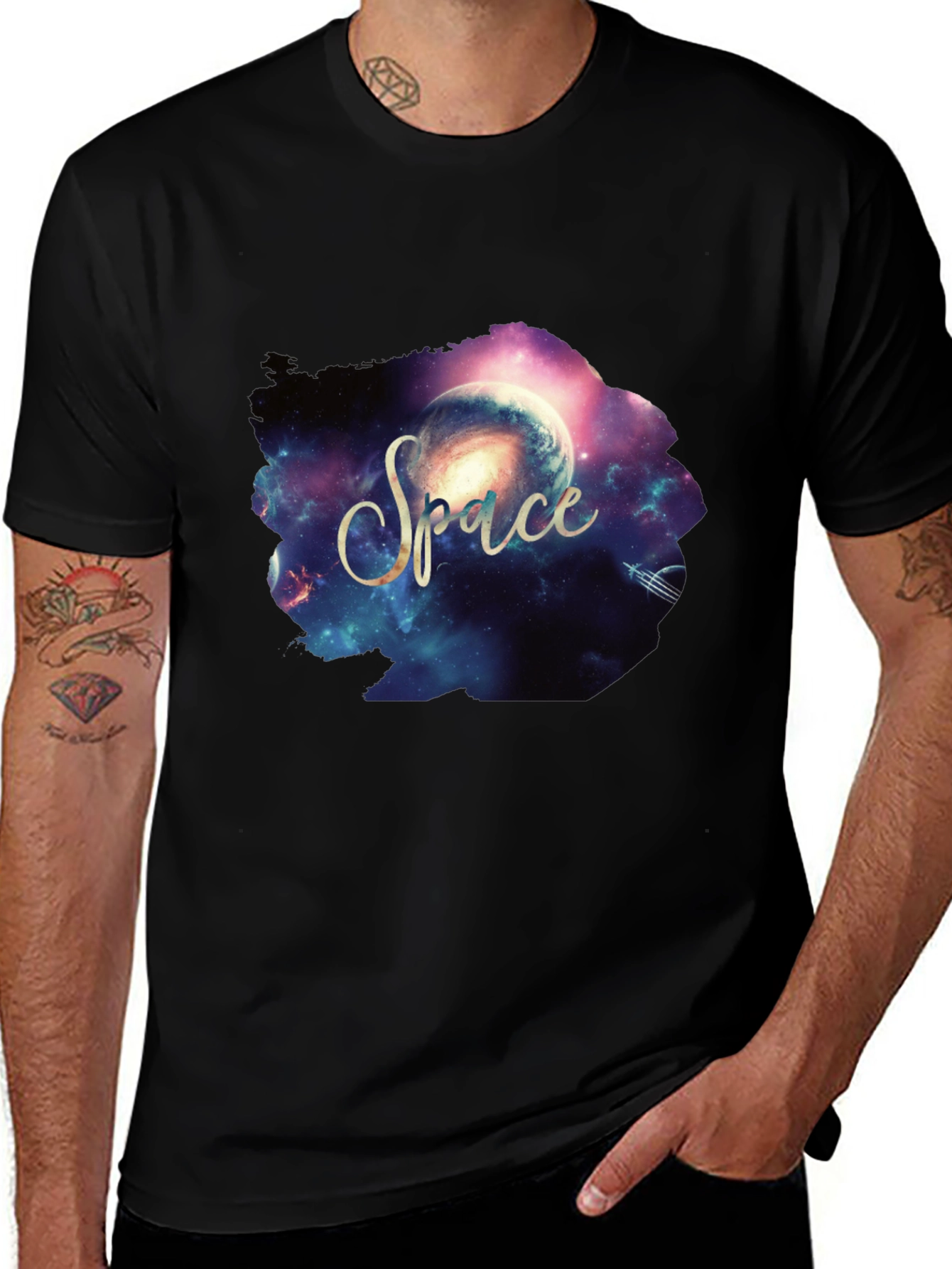 Variant 11 of Space Galaxy Graphic Black T-Shirt