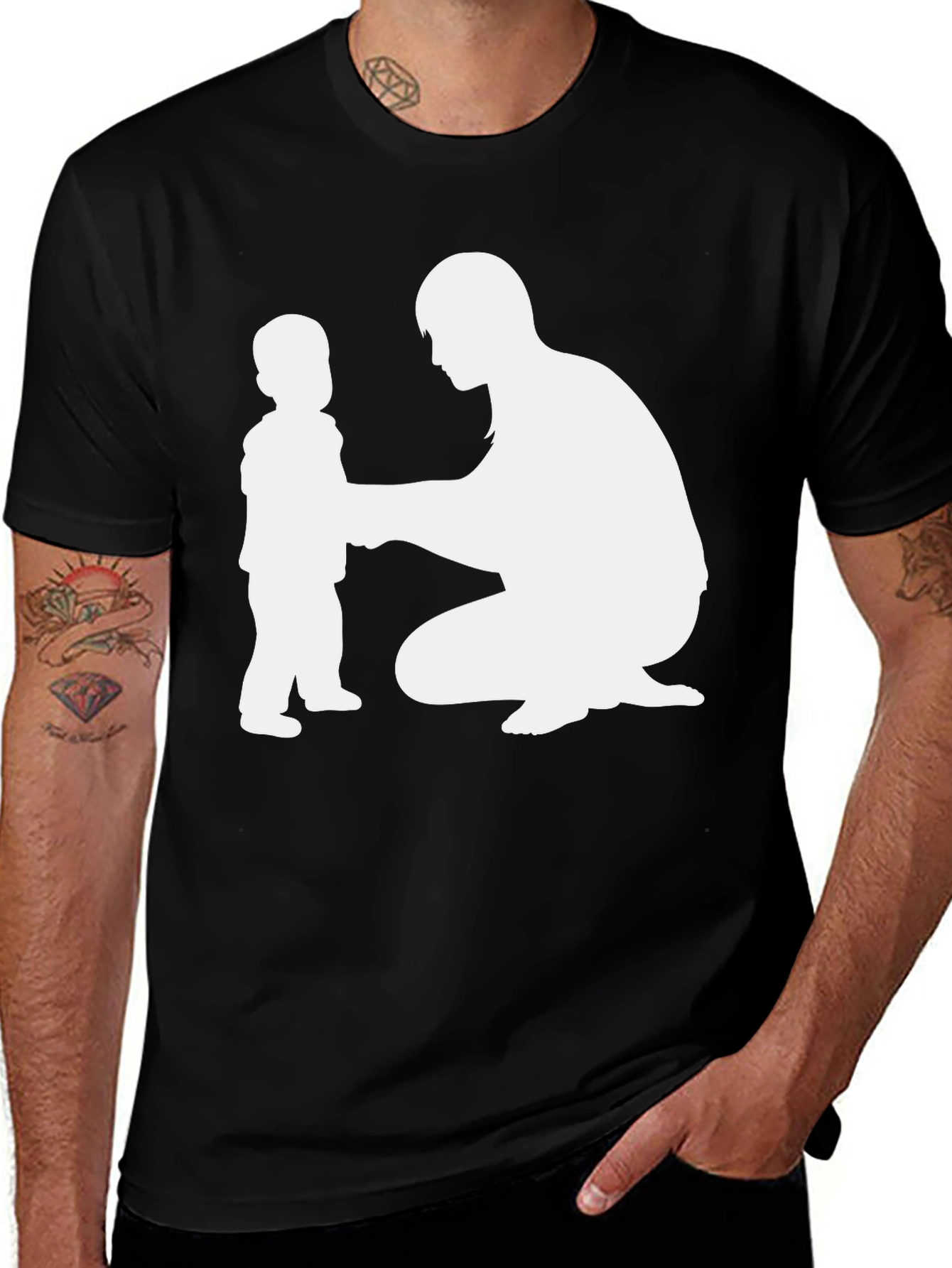 Variant 3 of Father & Child Silhouette Black T-Shirt
