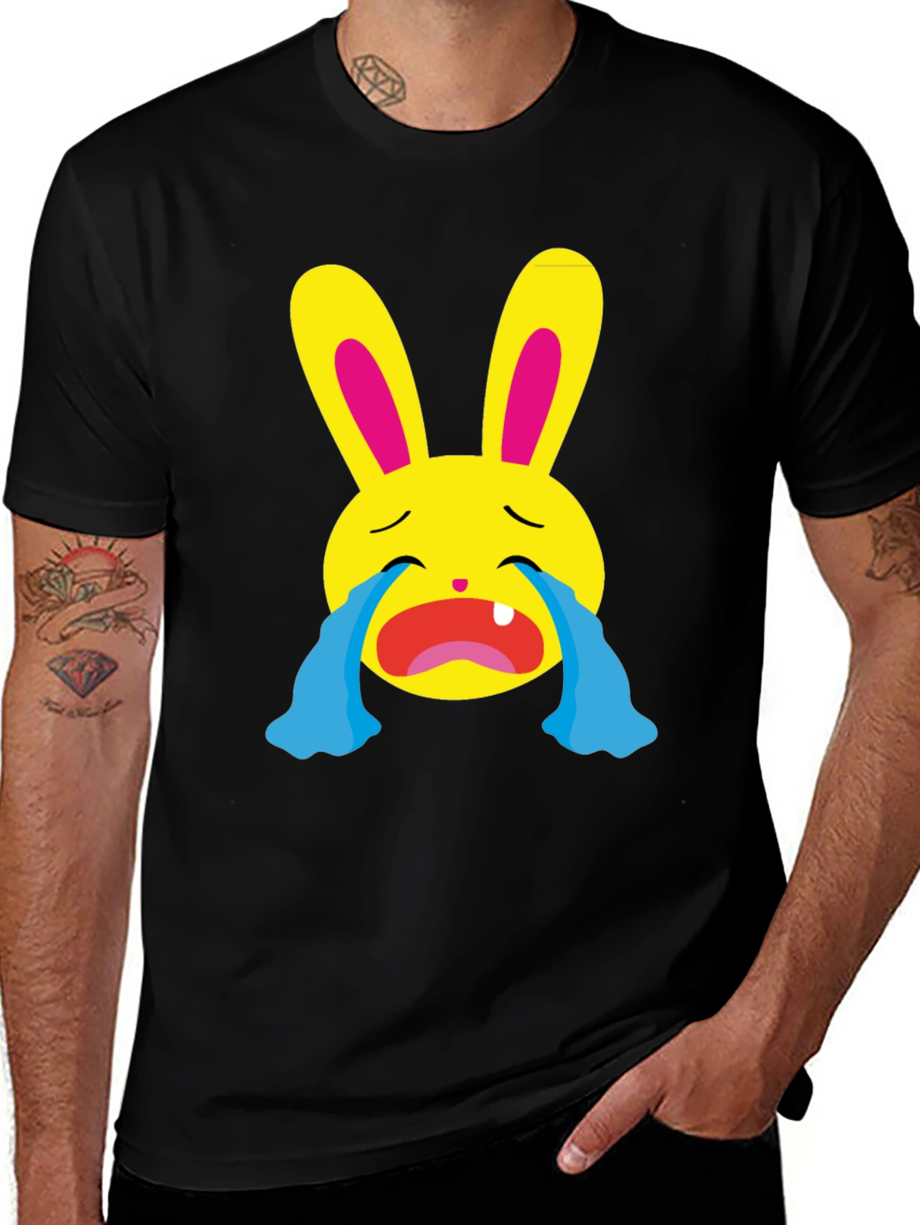Variant 16 of Crying Emoji Bunny Graphic T-Shirt