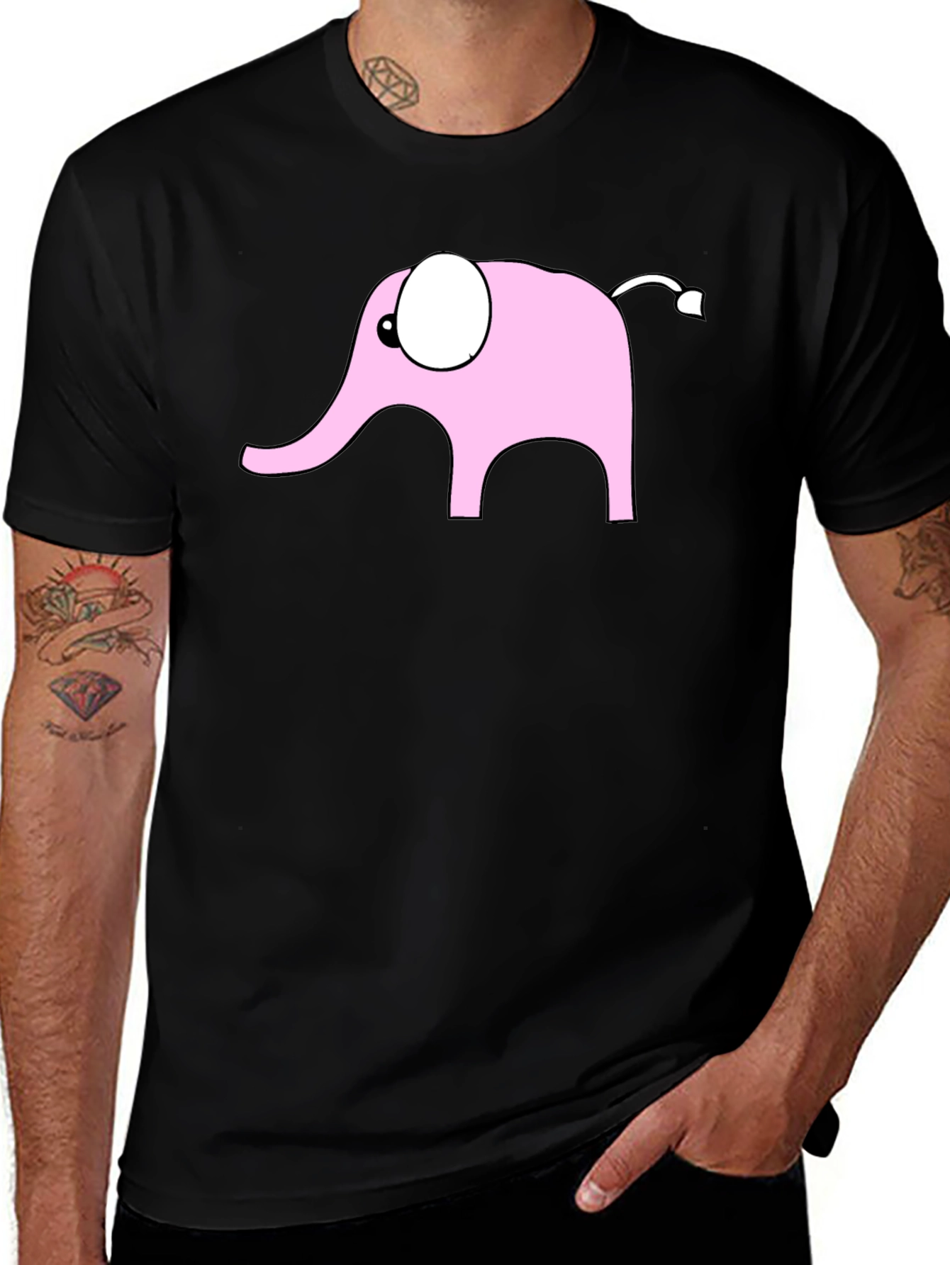 Variant 13 of Elephant Graphic T-Shirt - Black Cotton Casual Tee