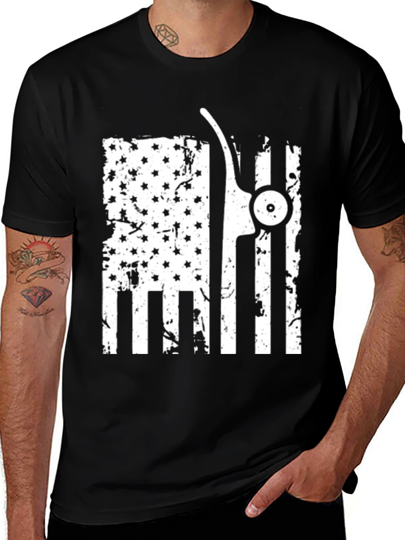 Variant 23 of Patriotic Doctor T-Shirt - US Flag Stethoscope Design