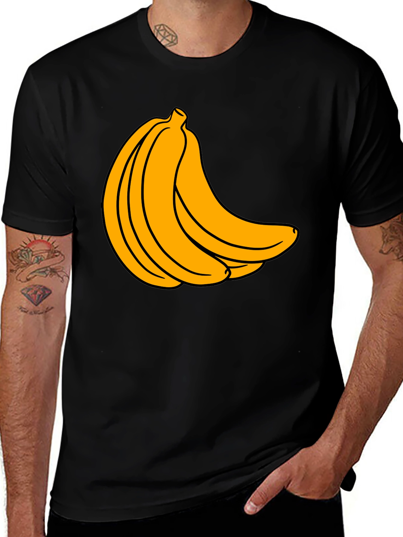 Variant 9 of Banana Bunch Graphic T-Shirt - Black Cotton Tee