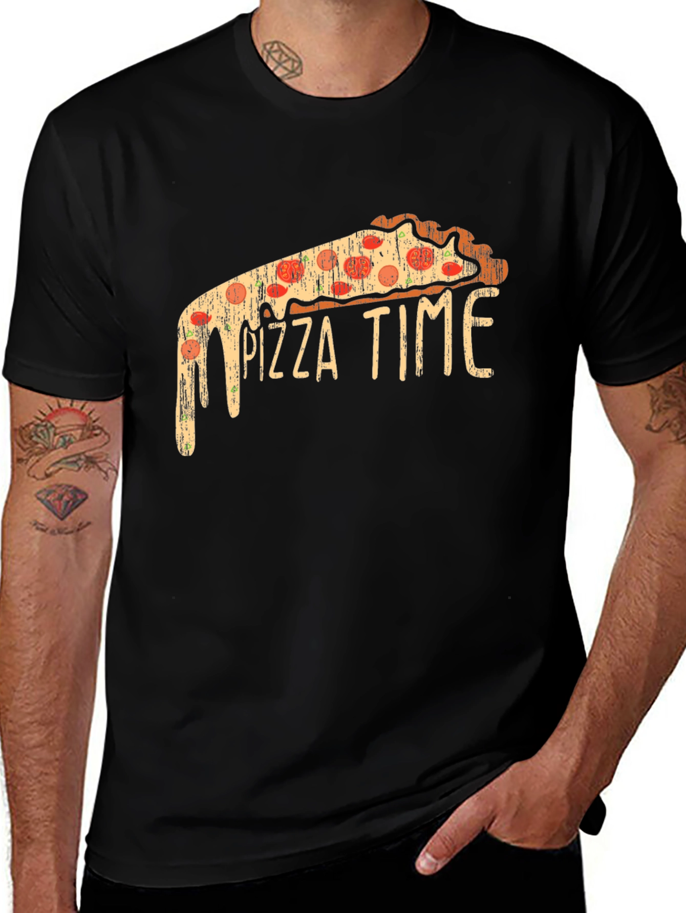 Variant 15 of Pizza Time Graphic Tee - Unisex Black T-Shirt