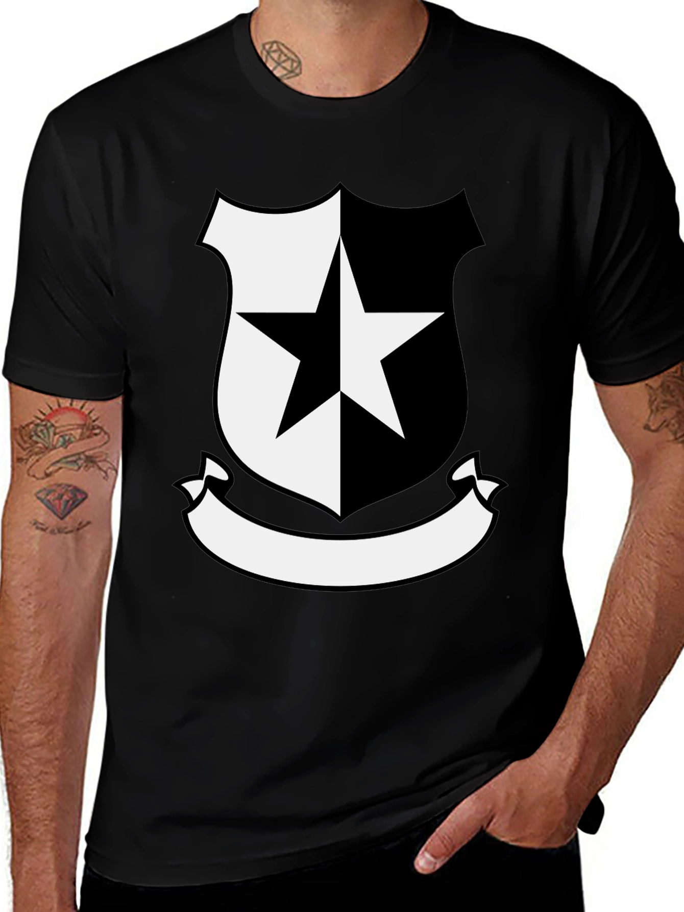 Variant 27 of Black T-Shirt with Star Emblem