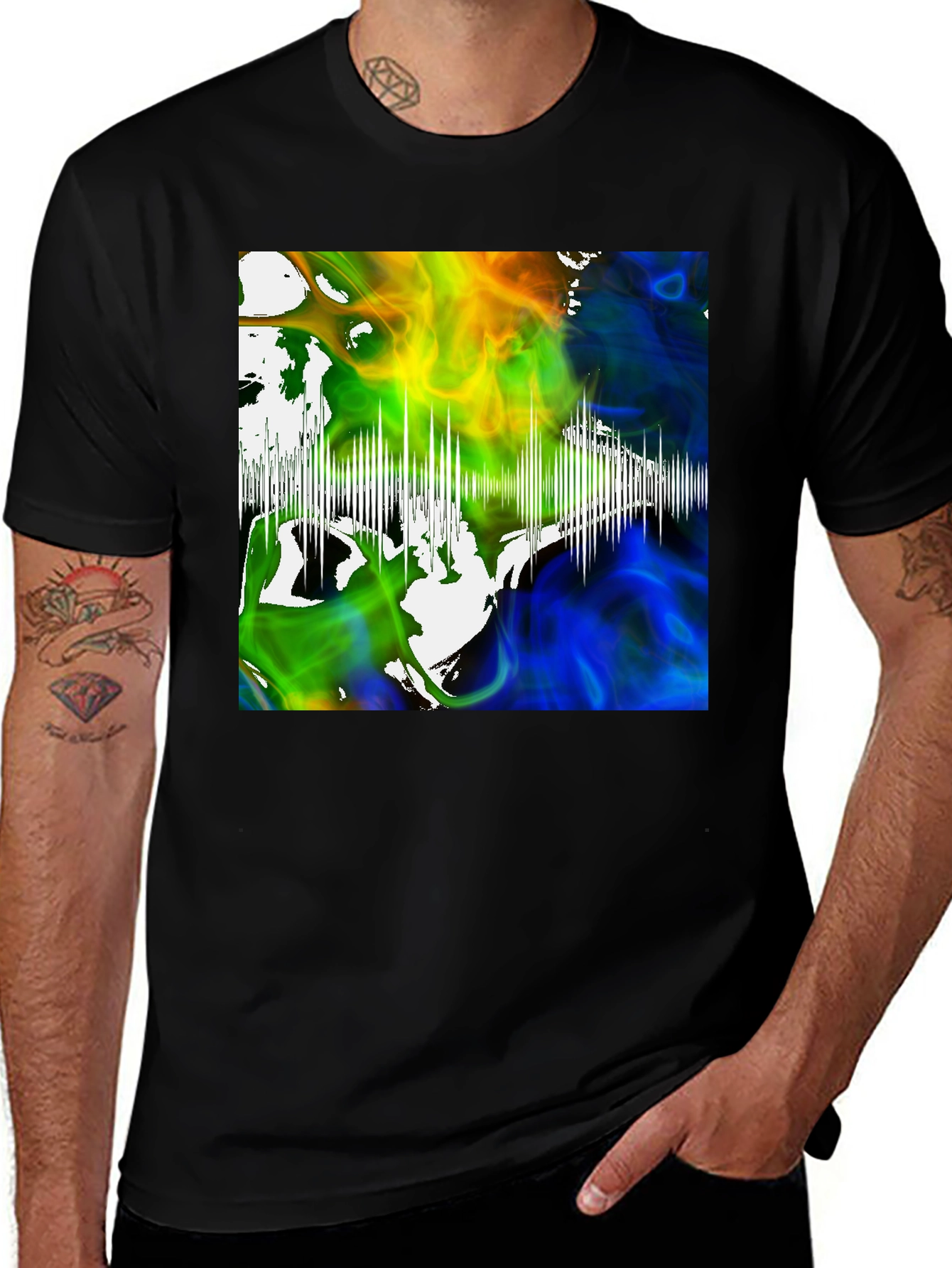 Variant 22 of Abstract Art Graphic Tee - Men's Black T-Shirt