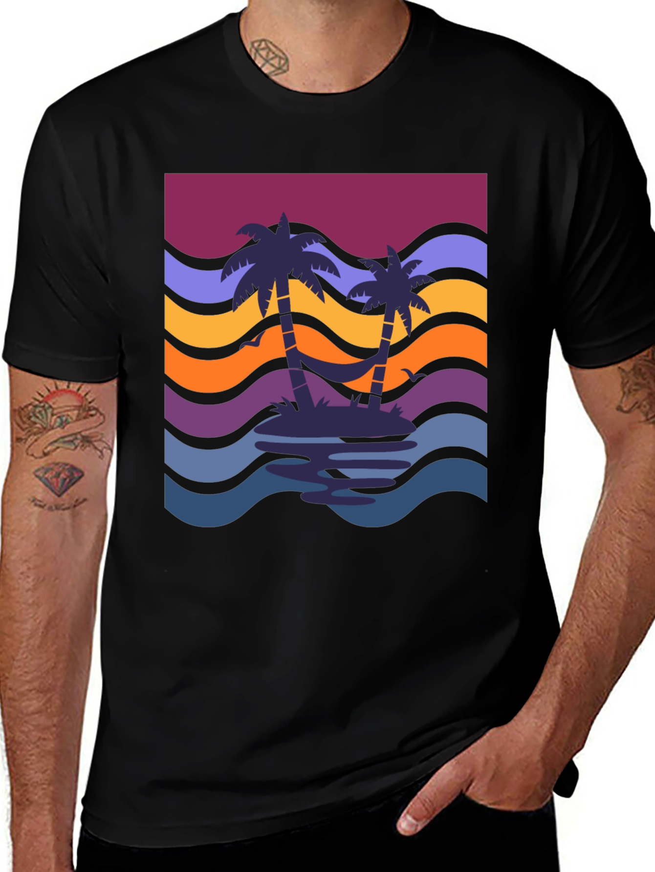 Variant 24 of Retro Sunset Palm Tree Graphic Tee