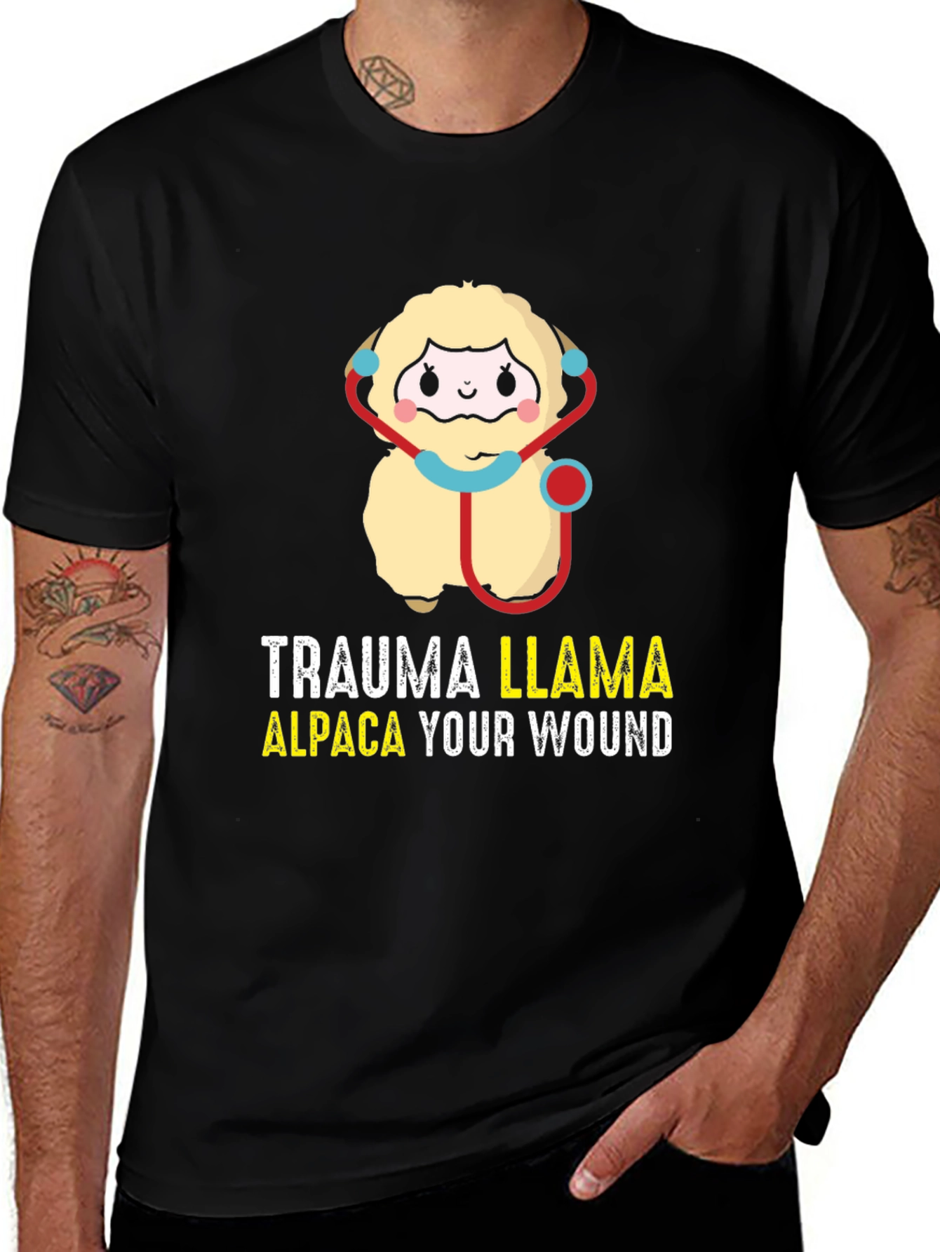 Variant 12 of Trauma Llama Alpaca Funny Medical Humor T-Shirt