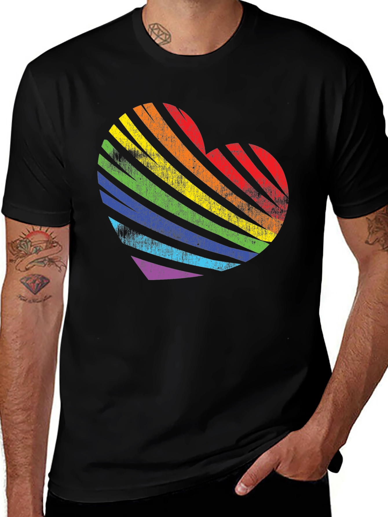 Variant 27 of Rainbow Heart Graphic Tee - Pride Love